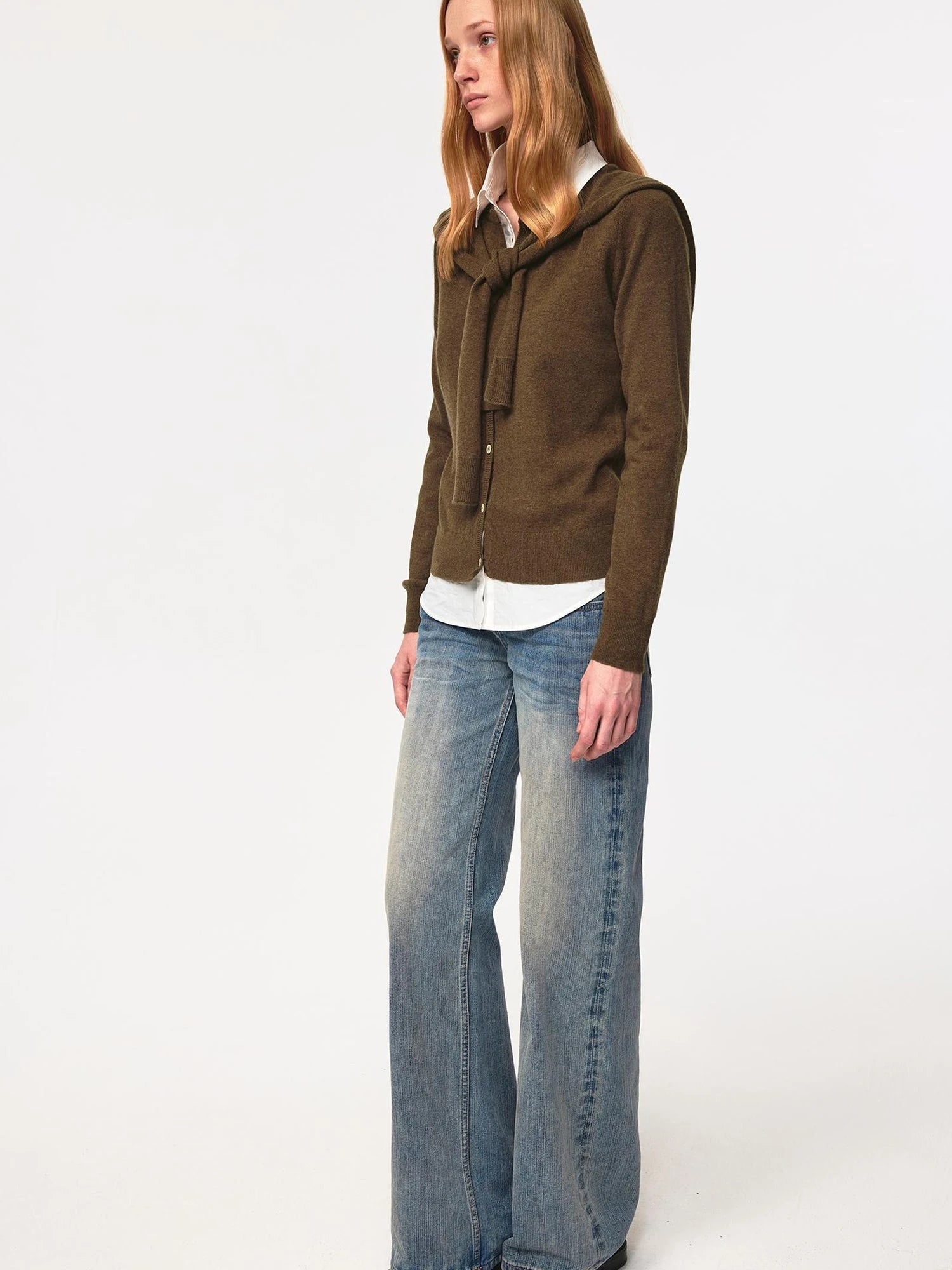 Textured Crease Low Rise Relaxed Jeans