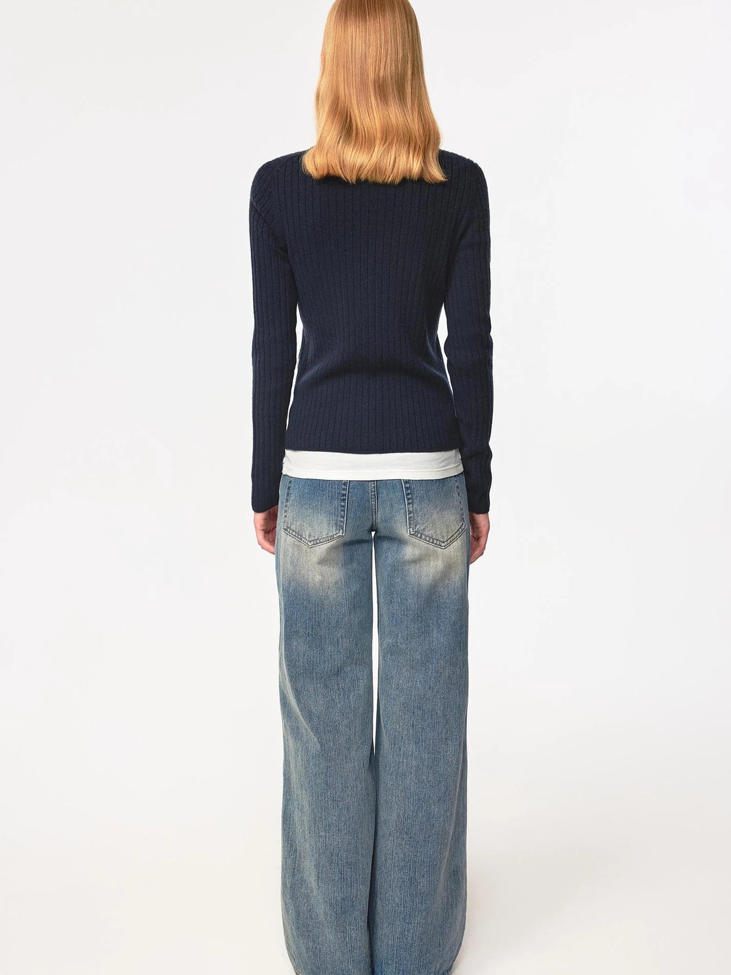 Textured Crease Low Rise Relaxed Jeans