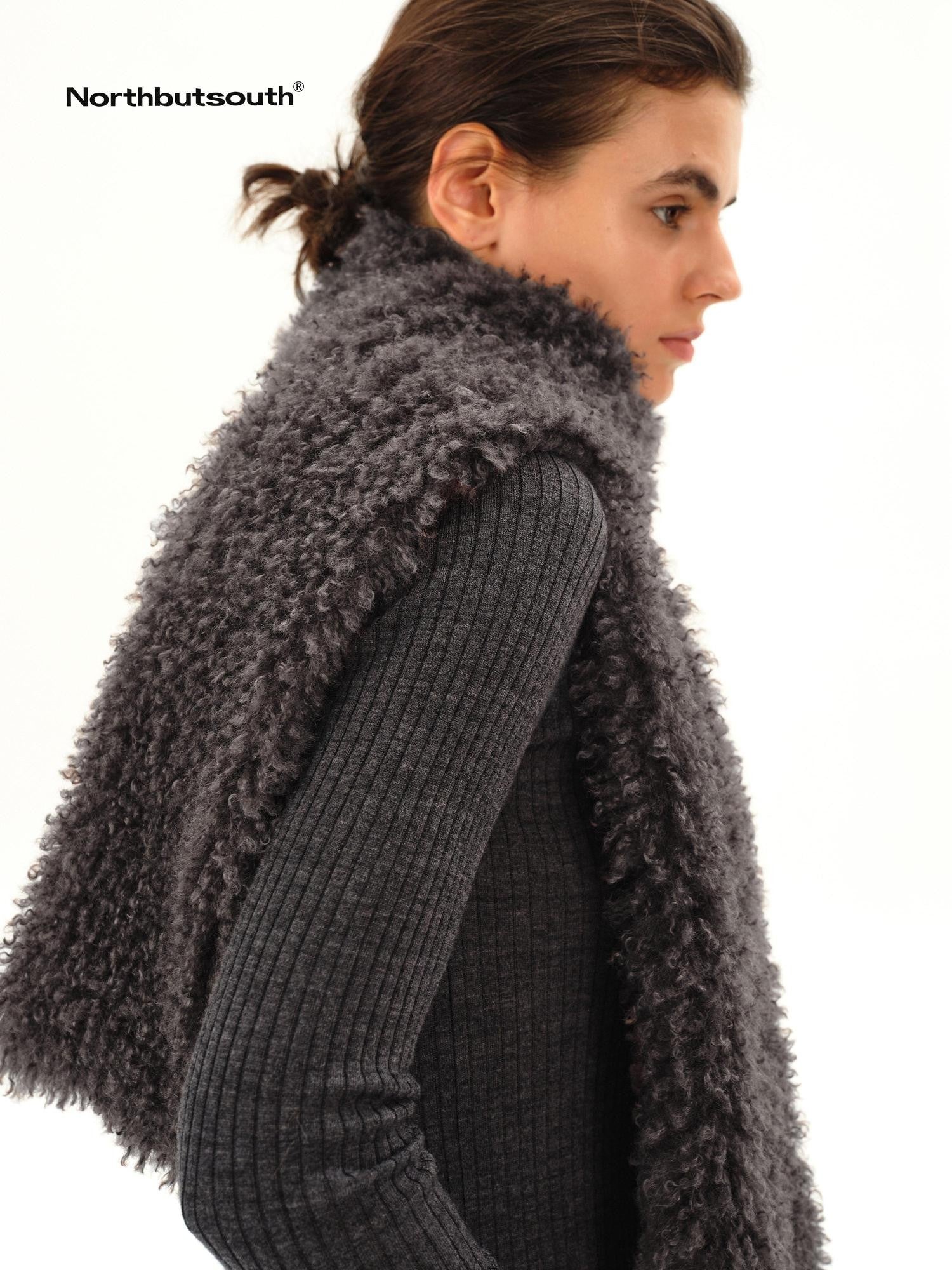 Northbutsouth Textured Curly Teddy Plush Faux Fur Women&