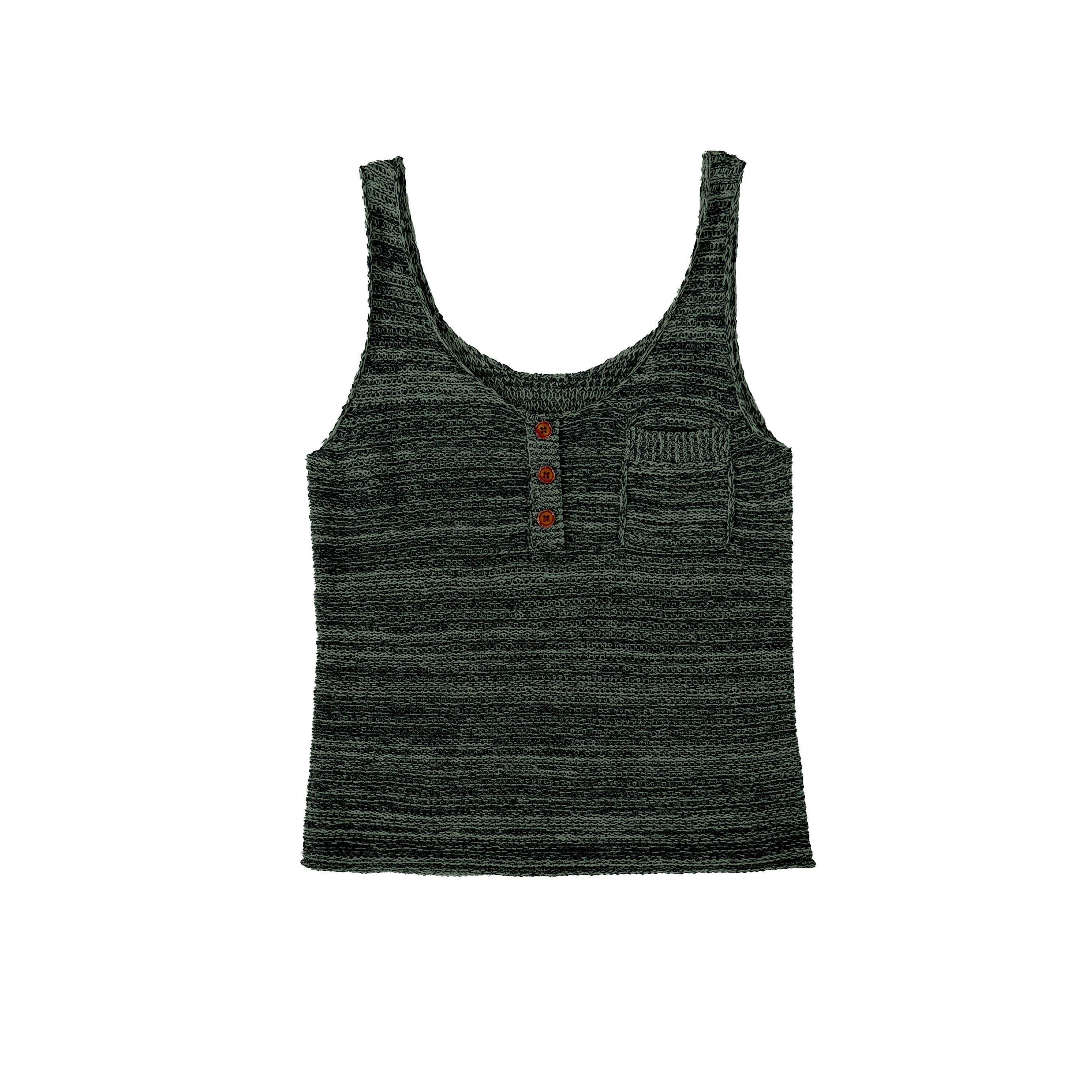Northbutsouth_Textured_Melange_Three_Button_Rolled_Edge_U_Neck_Women&