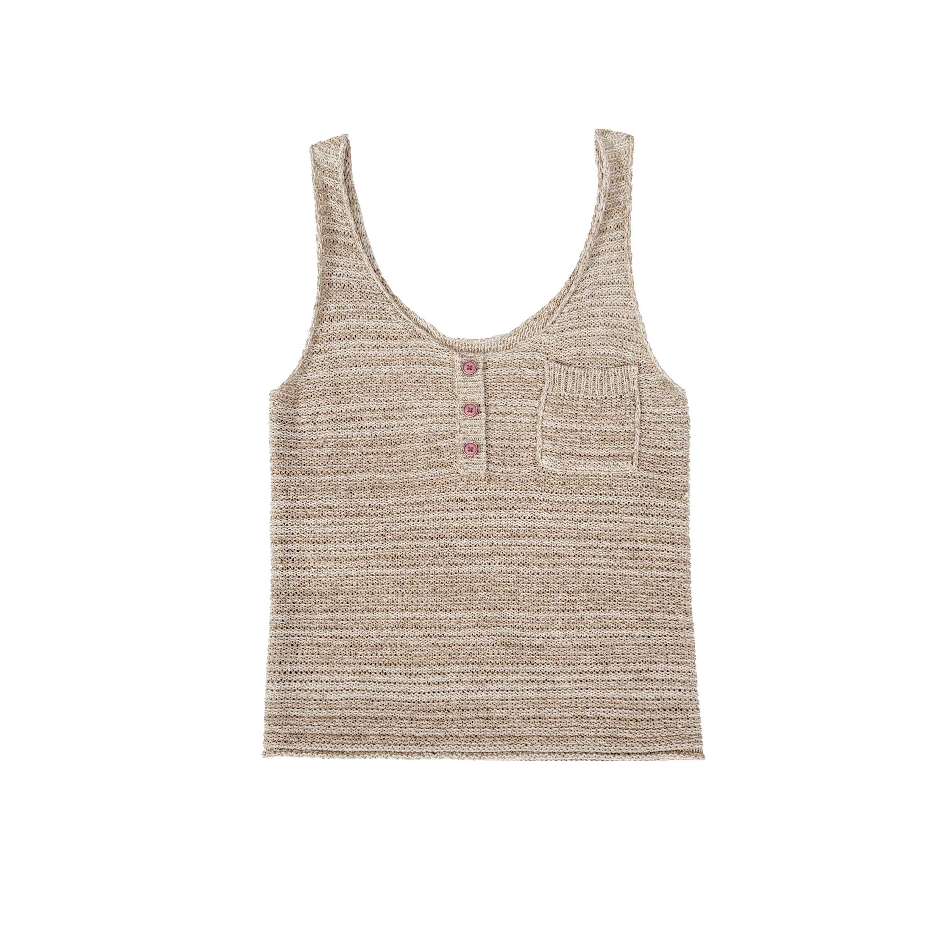 Northbutsouth_Textured_Melange_Three_Button_Rolled_Edge_U_Neck_Women&