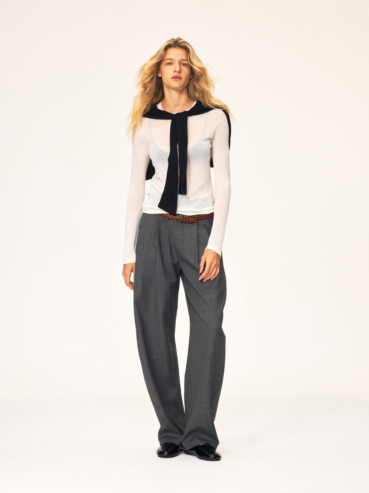Northbutsouth Textured Print Double Pleated Mid Low Rise Women&