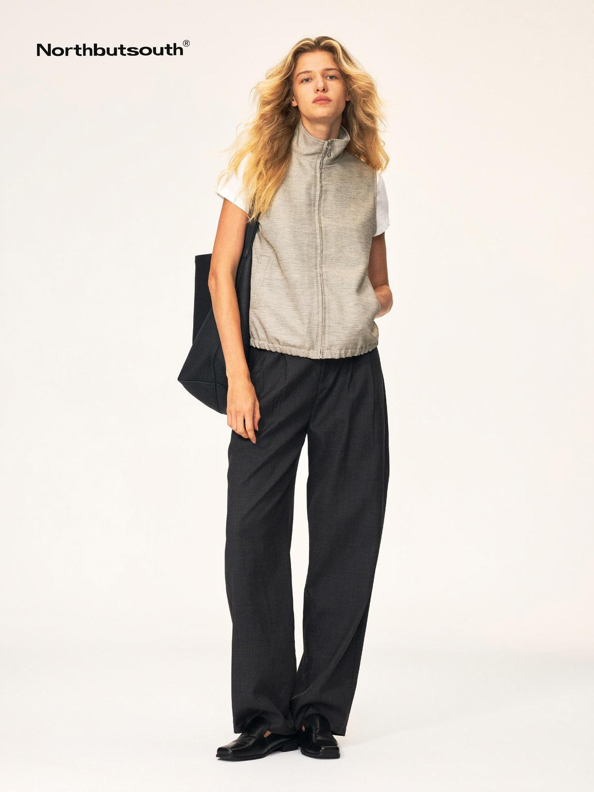 Northbutsouth Textured Print Double Pleated Mid Low Rise Women&