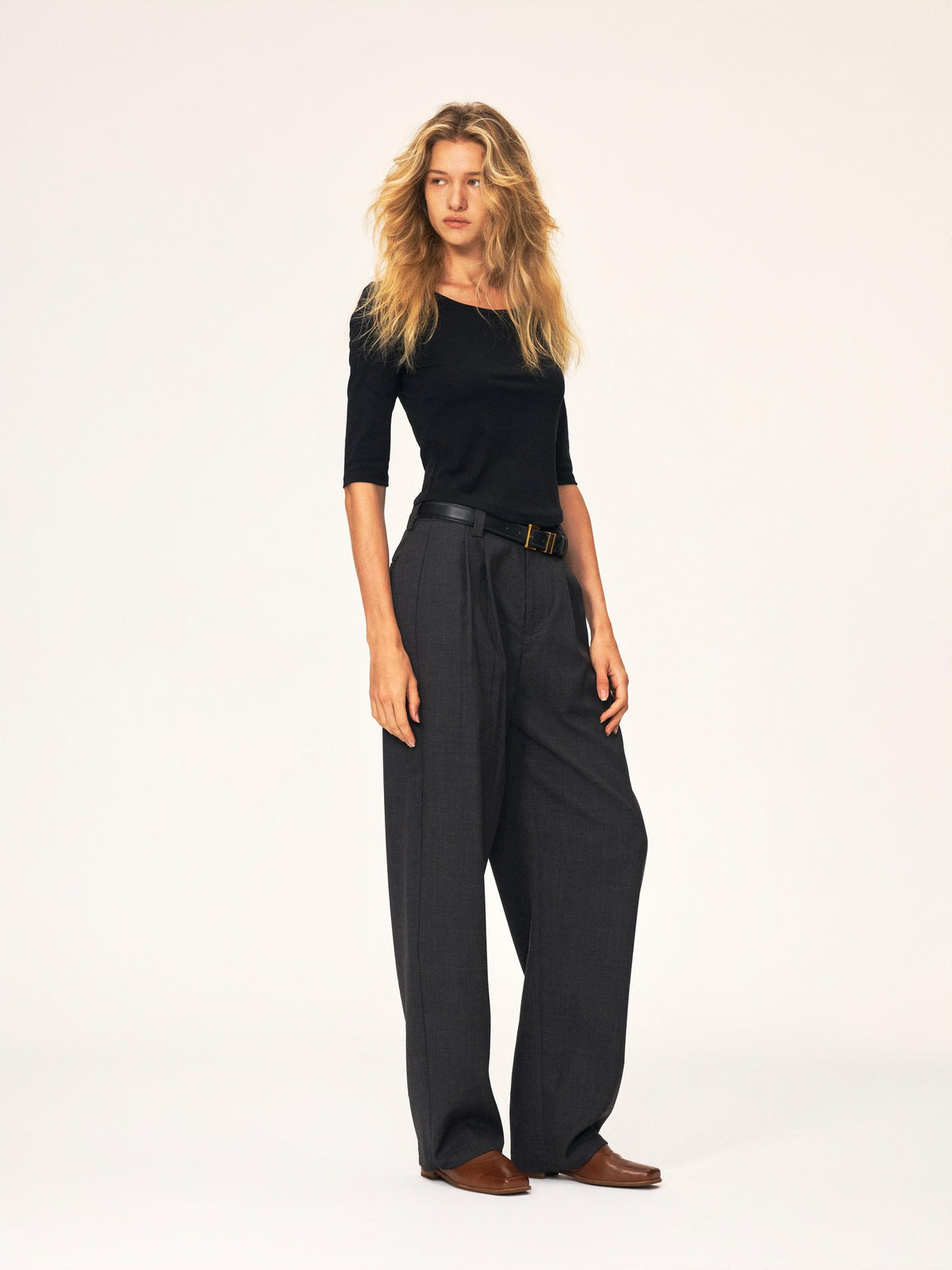 Northbutsouth Textured Print Double Pleated Mid Low Rise Women&