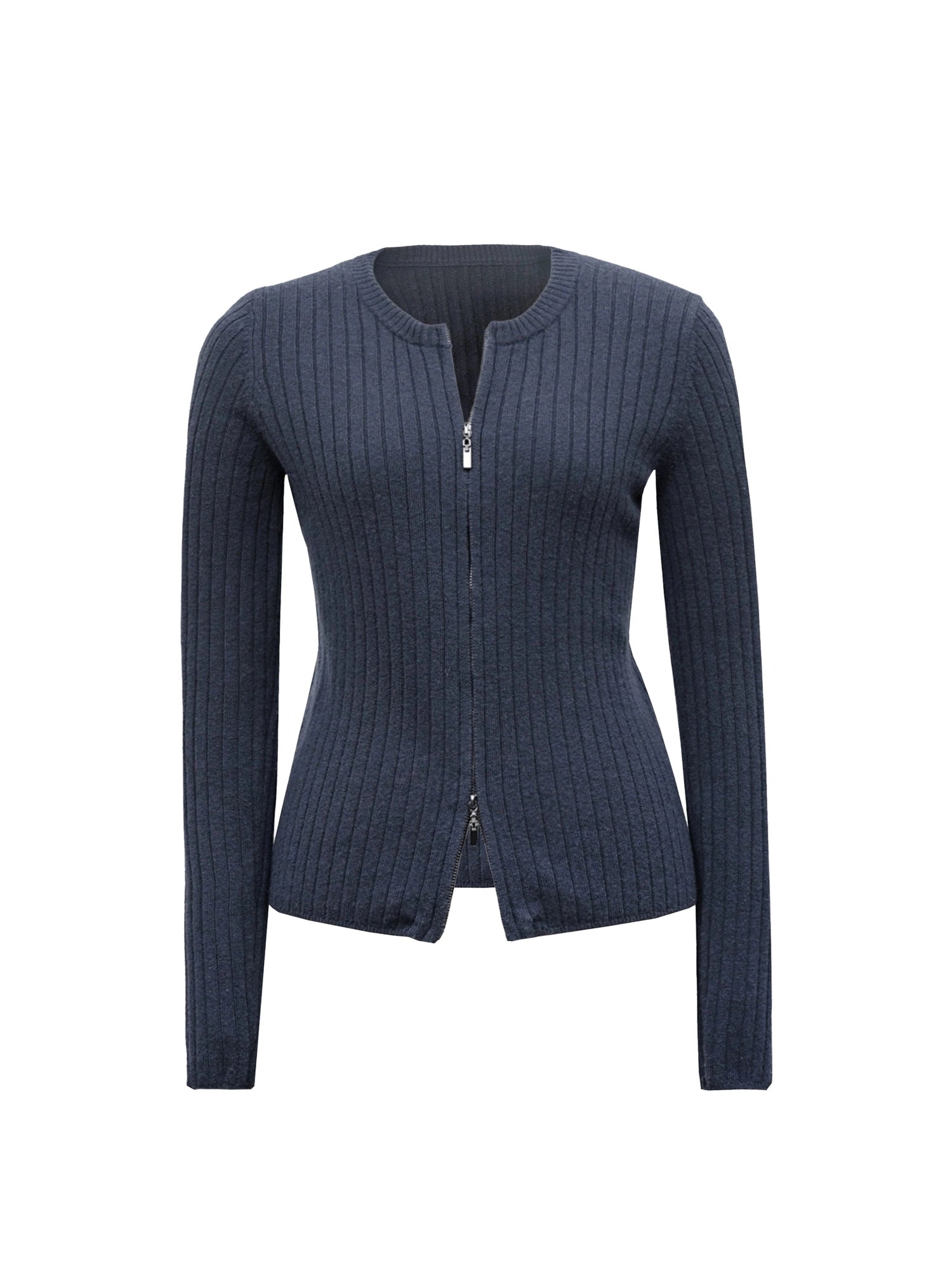 Thermo Soft Merino Cashmere Ribbed Dual Zip Cardigan