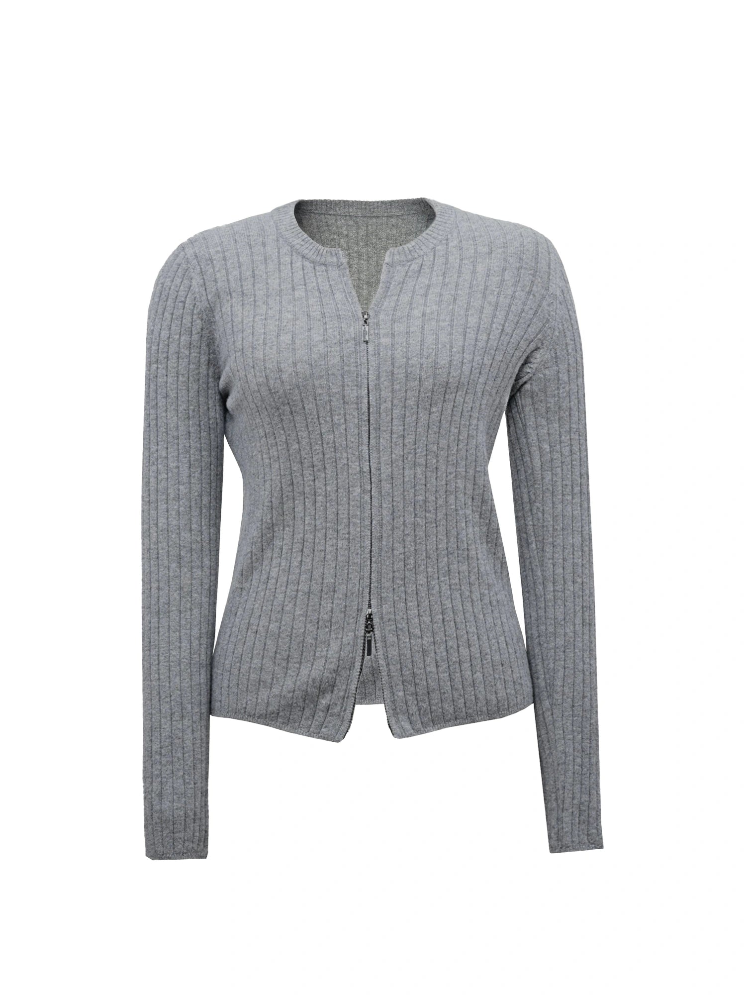 Thermo Soft Merino Cashmere Ribbed Dual Zip Cardigan