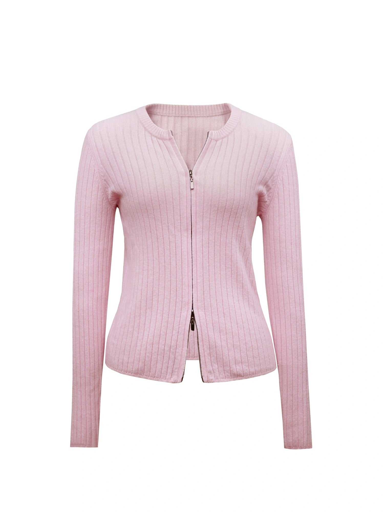 Thermo Soft Merino Cashmere Ribbed Dual Zip Cardigan