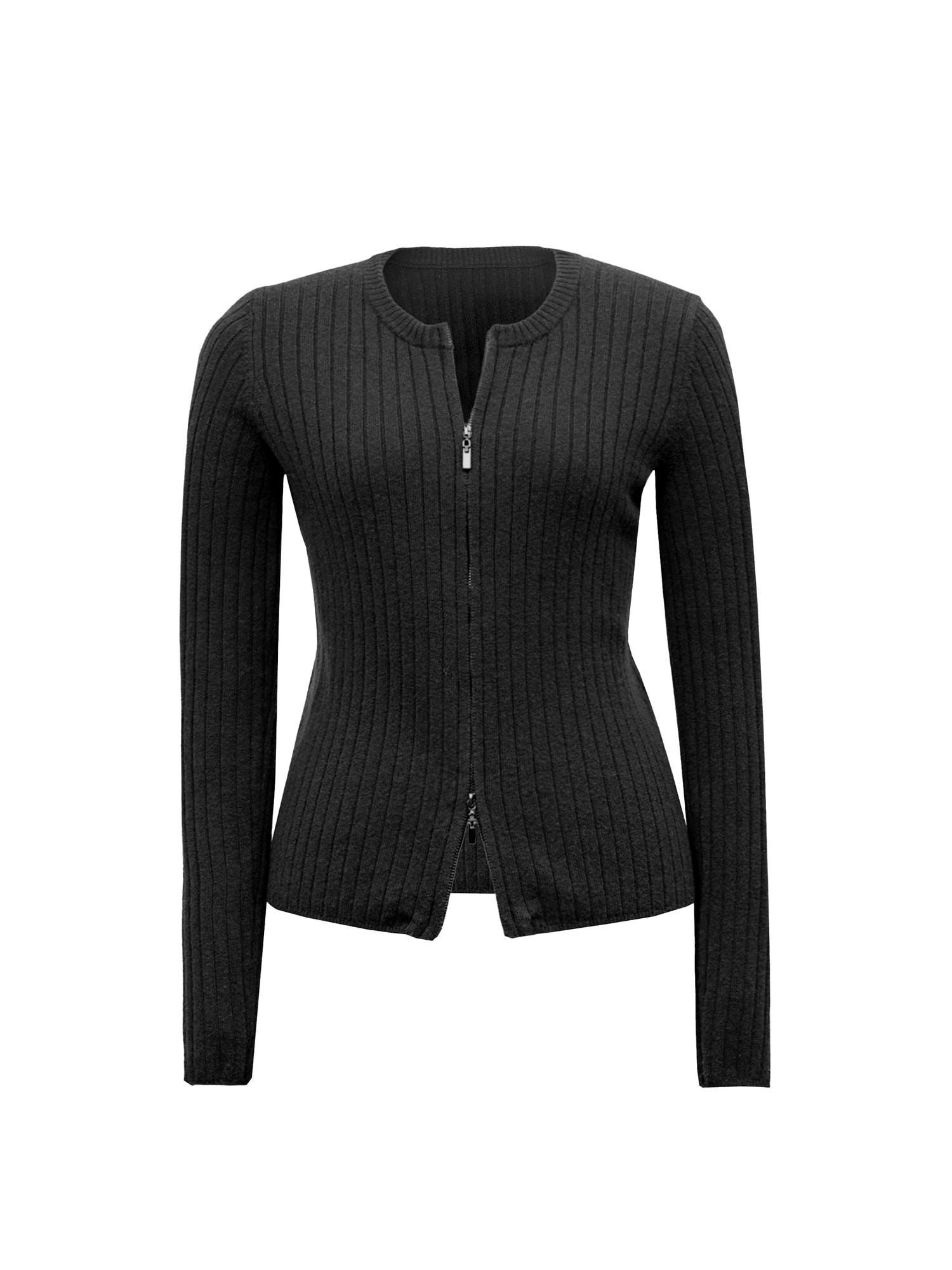 Thermo Soft Merino Cashmere Ribbed Dual Zip Cardigan