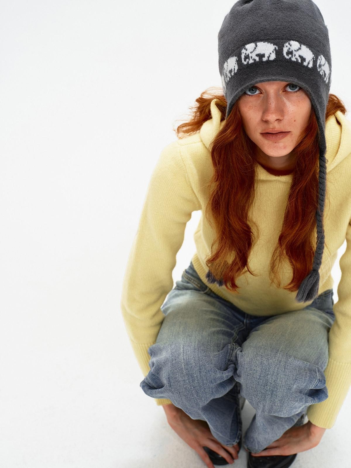 Northbutsouth Three Color Hooded Knit Pullover Women&