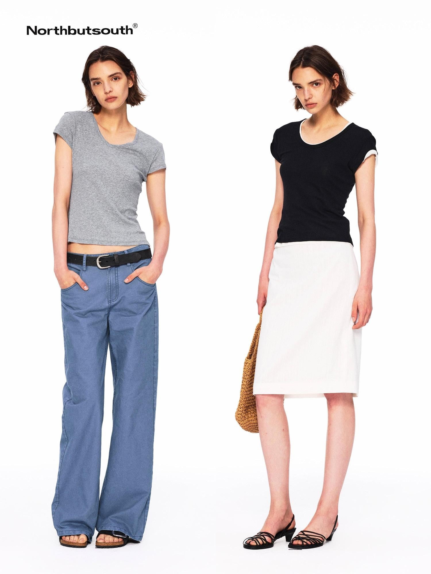 Northbutsouth Three Color Layered U Neck Slim Women&