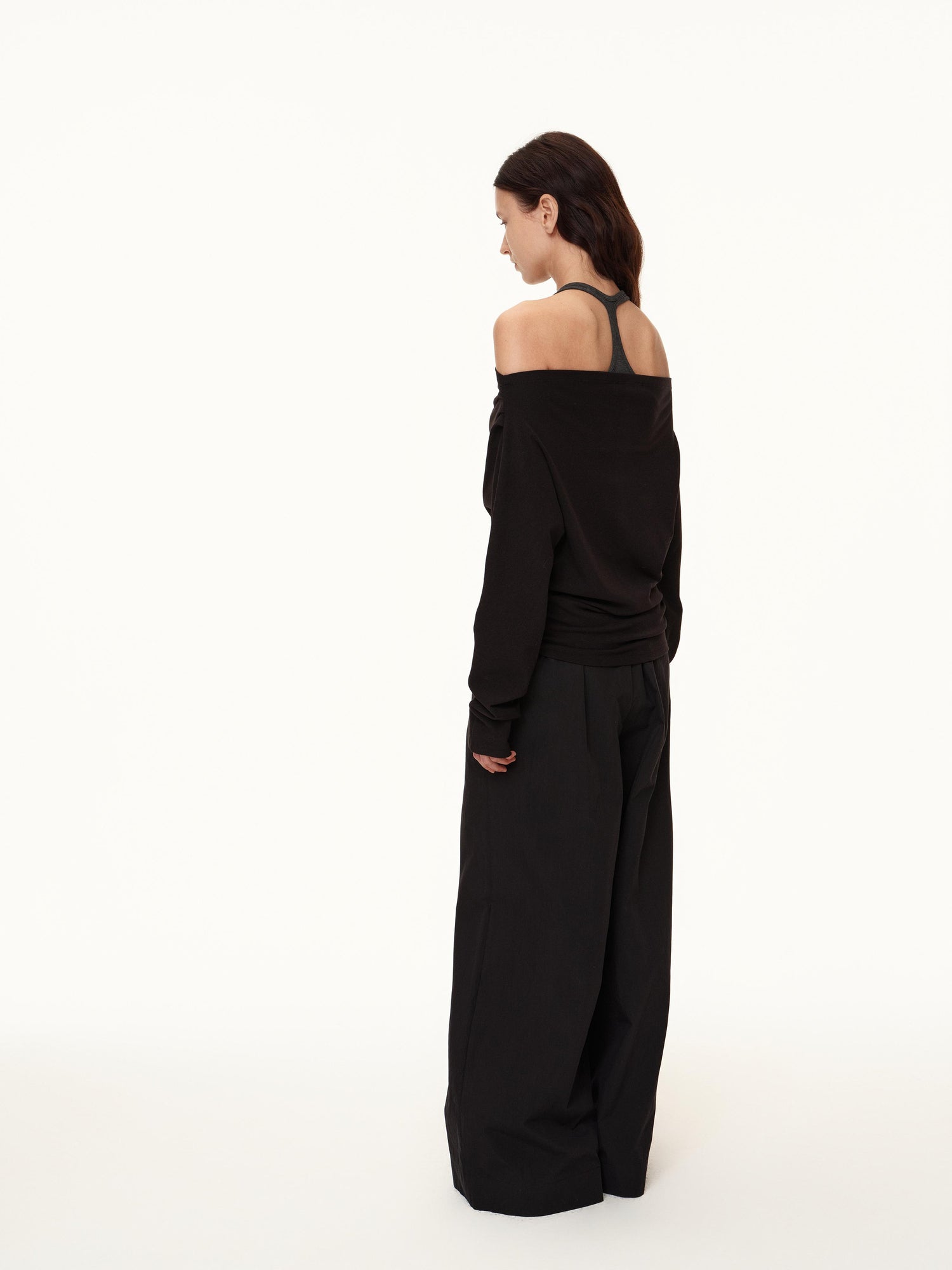 Northbutsouth Three Color Pleated Elastic Waist Wide Leg Pants