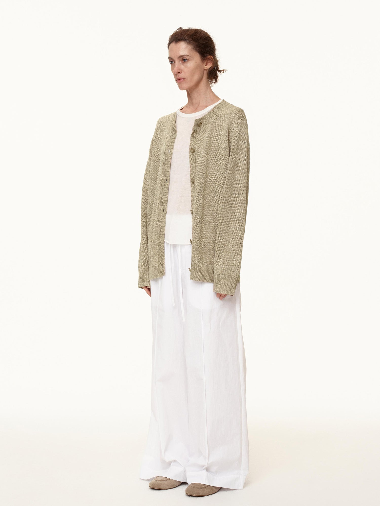 Northbutsouth Three Color Pleated Elastic Waist Wide Leg Pants