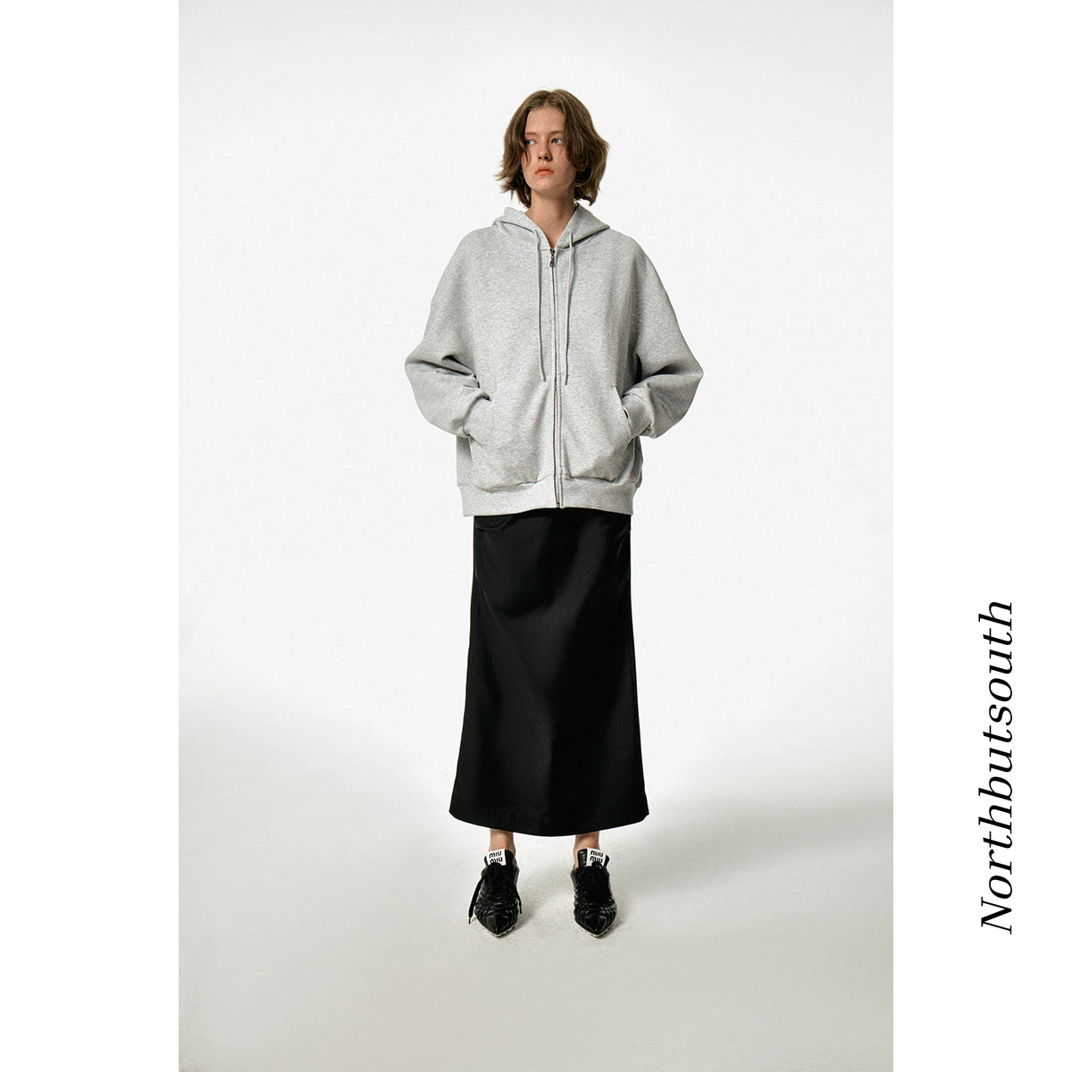 Northbutsouth Three Tone Classic Gray Hooded Sweatshirt with Pockets MISSTT