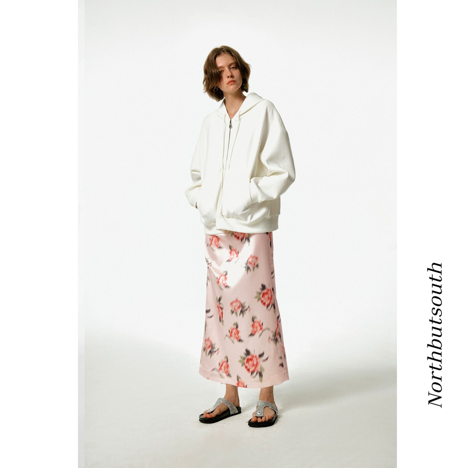 Northbutsouth Three Tone Classic Gray Hooded Sweatshirt with Pockets MISSTT