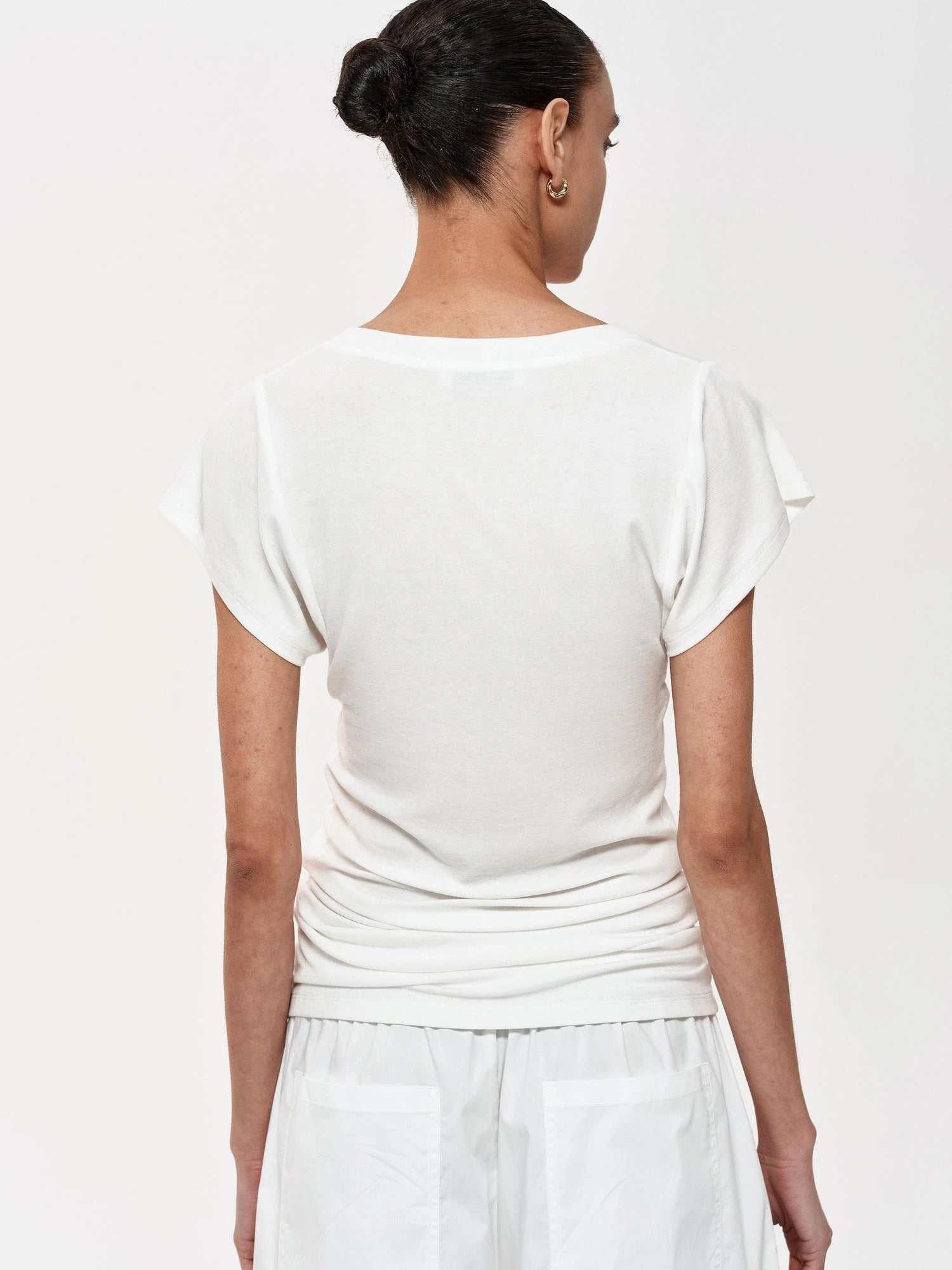 Three Tone Classic V-neck Stacked T-shirt Dress