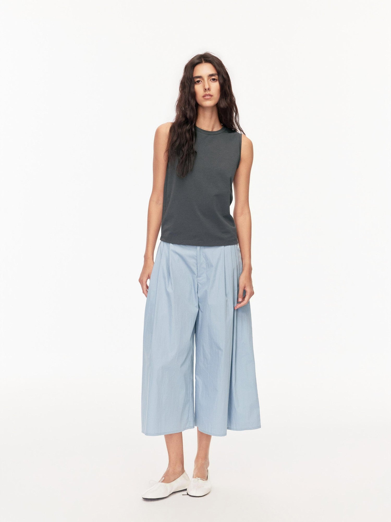 Northbutsouth Tri Color Pleated Slit Pocket Straight Women&