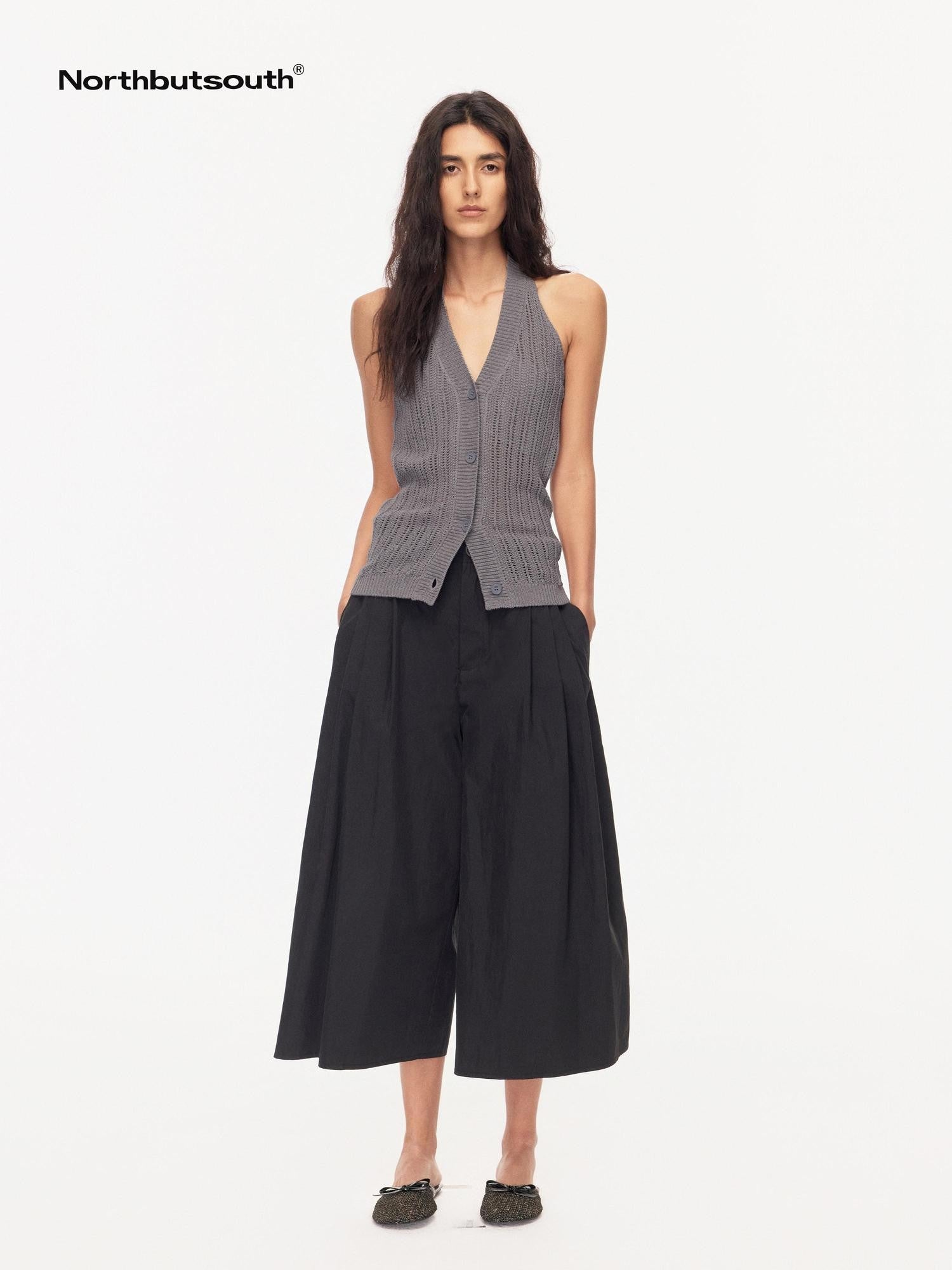 Northbutsouth Tri Color Pleated Slit Pocket Straight Women&