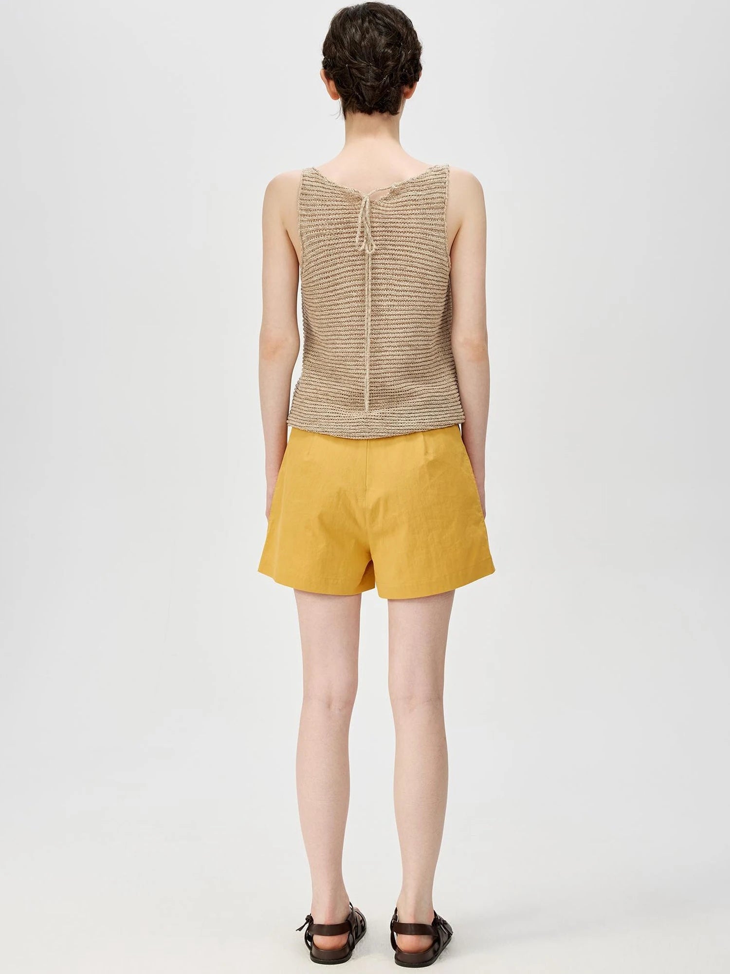 Tricolor Knit Textured U Neck Vest