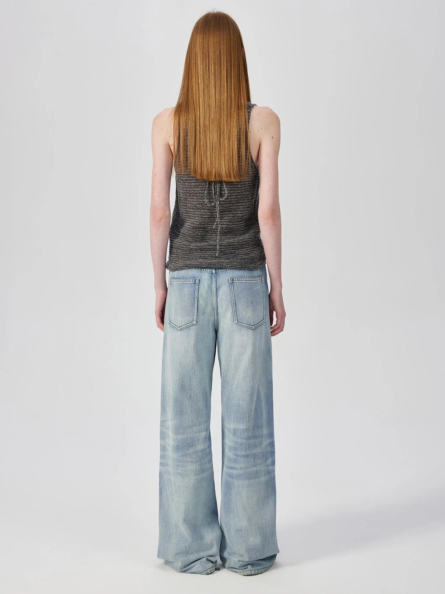 Tricolor Knit Textured U Neck Vest