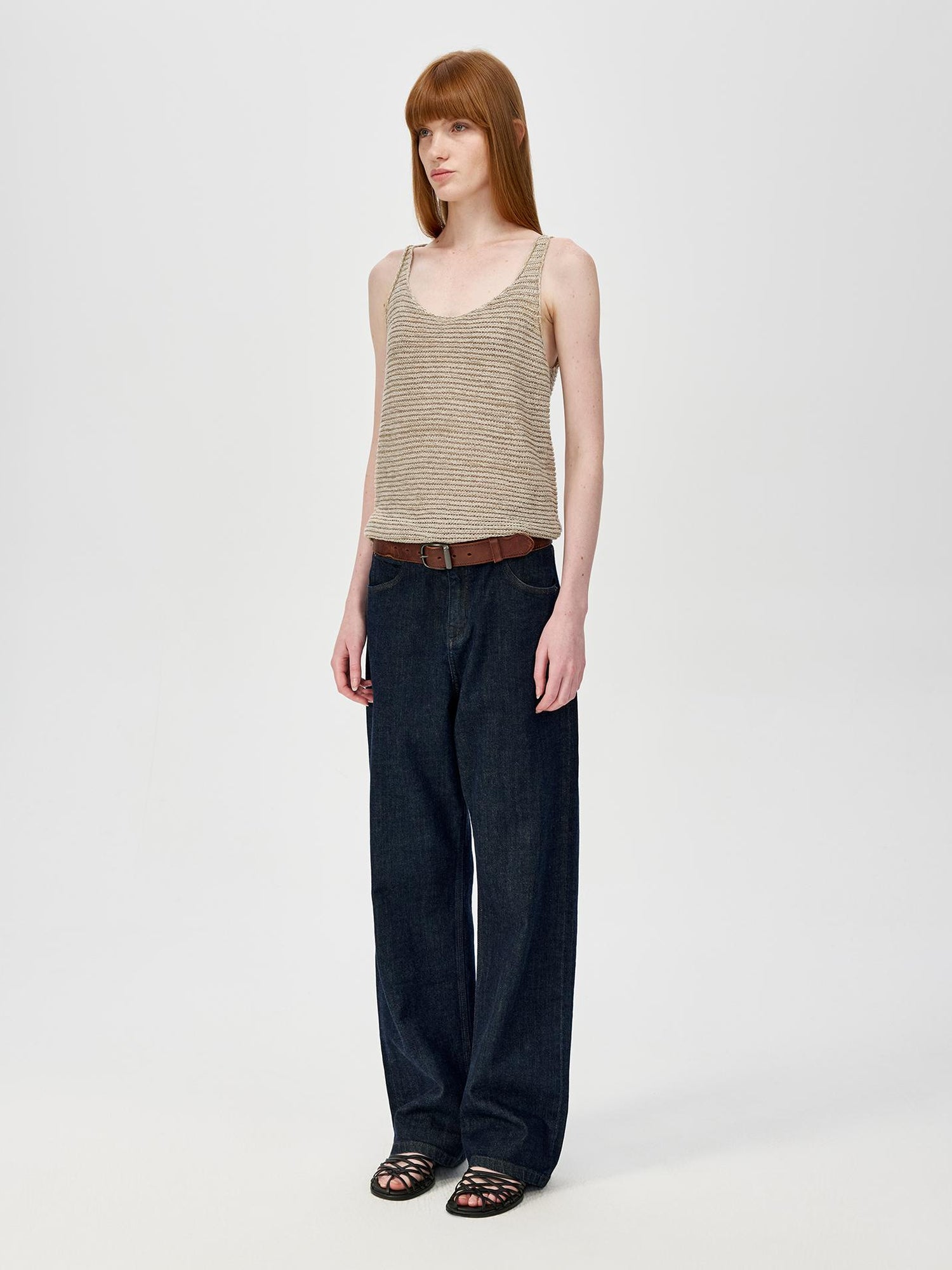 Northbutsouth Tricolor Knit Textured U Neck Vest