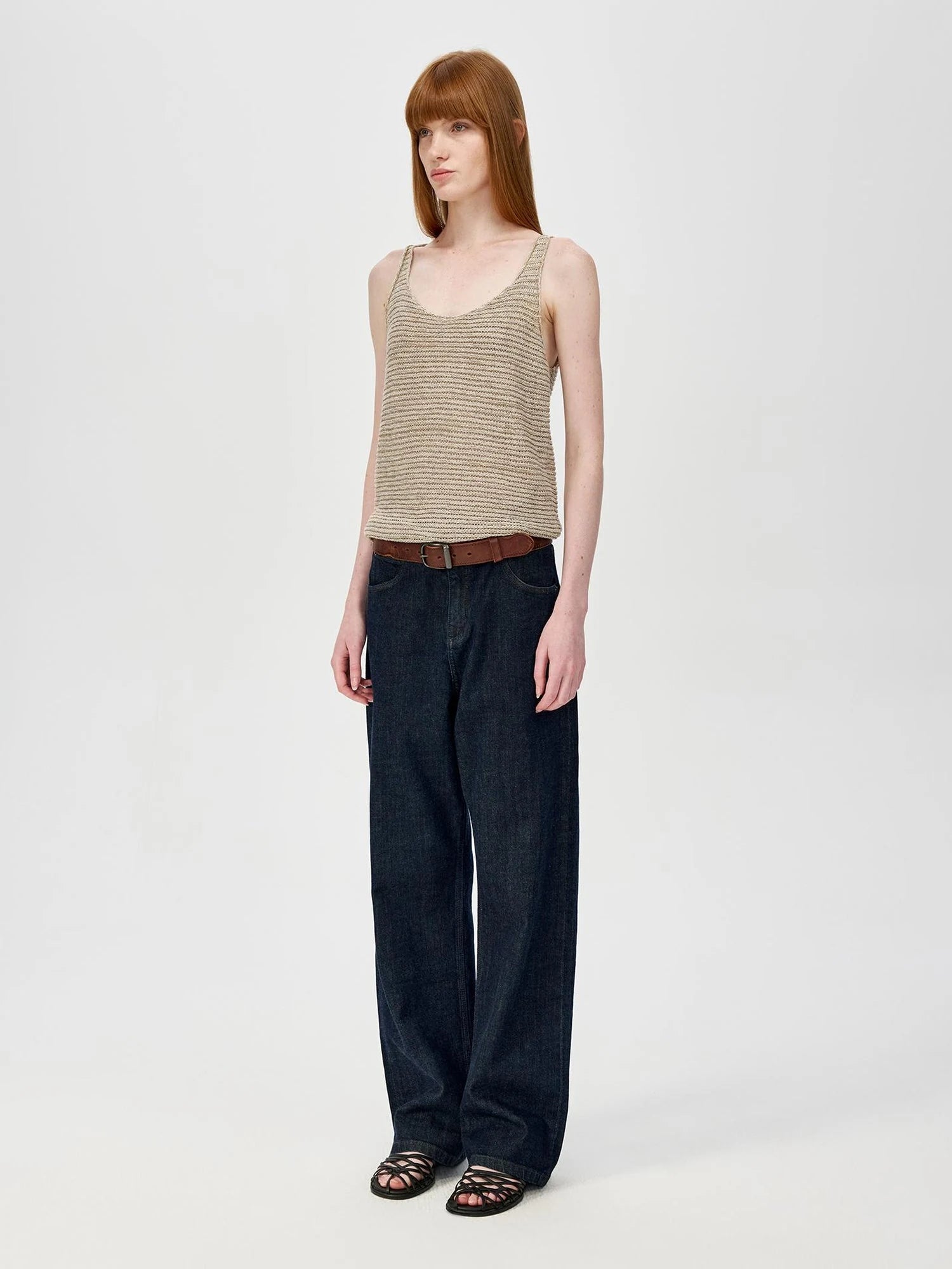 Tricolor Knit Textured U Neck Vest