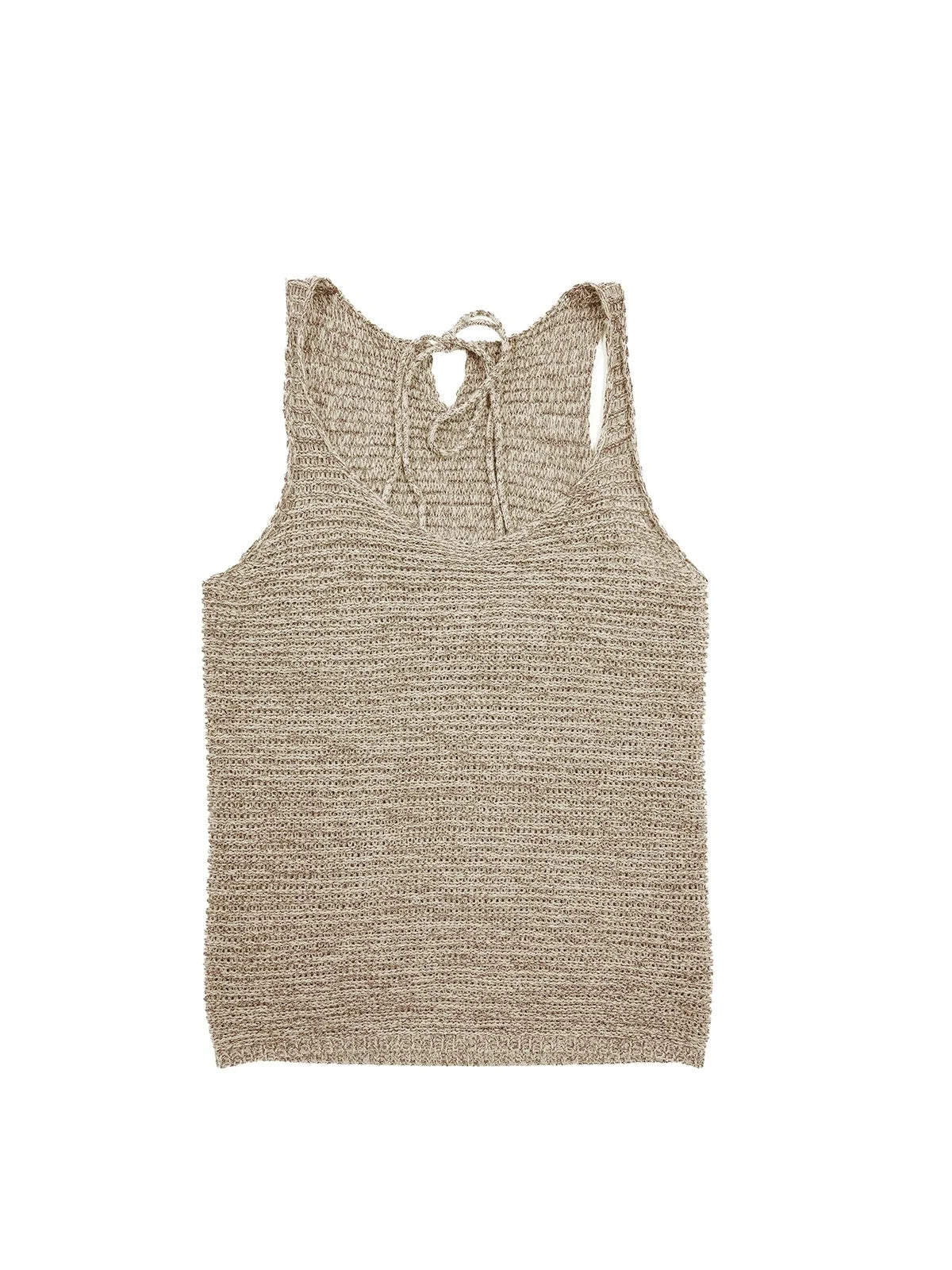 Tricolor Knit Textured U Neck Vest