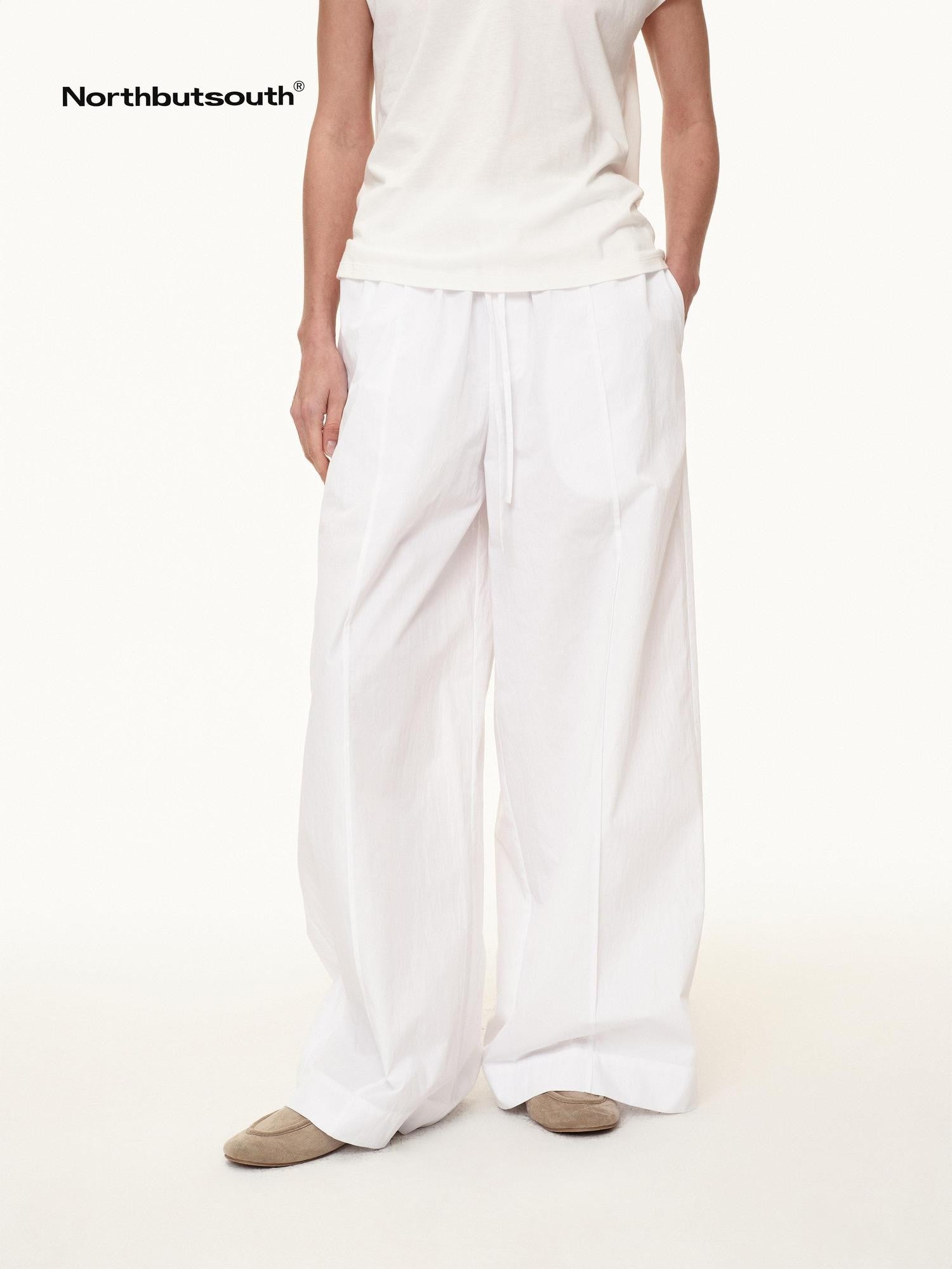 Northbutsouth Tricolor Pleated Elastic Waist Casual Women&