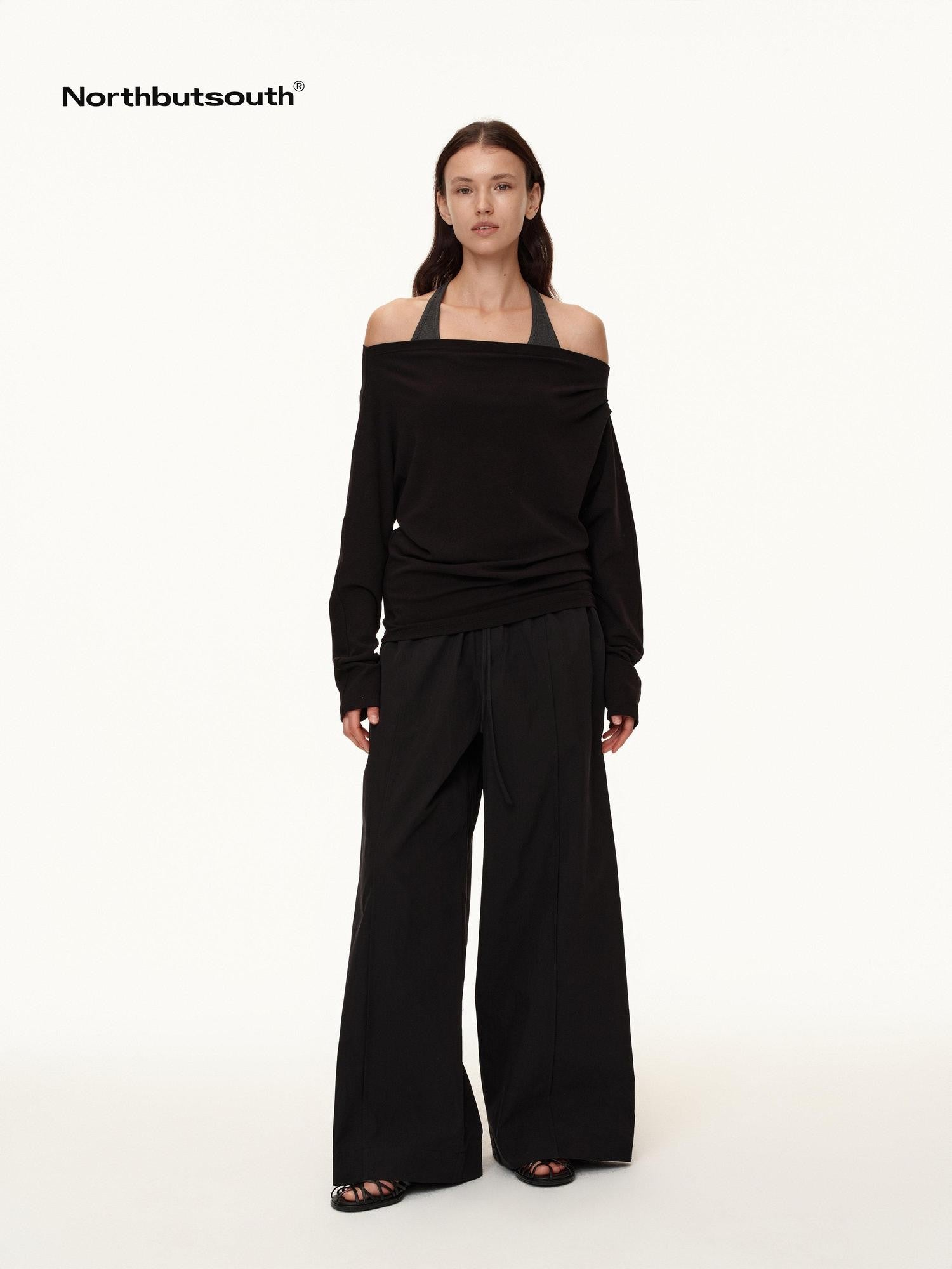 Northbutsouth Tricolor Pleated Elastic Waist Casual Women&