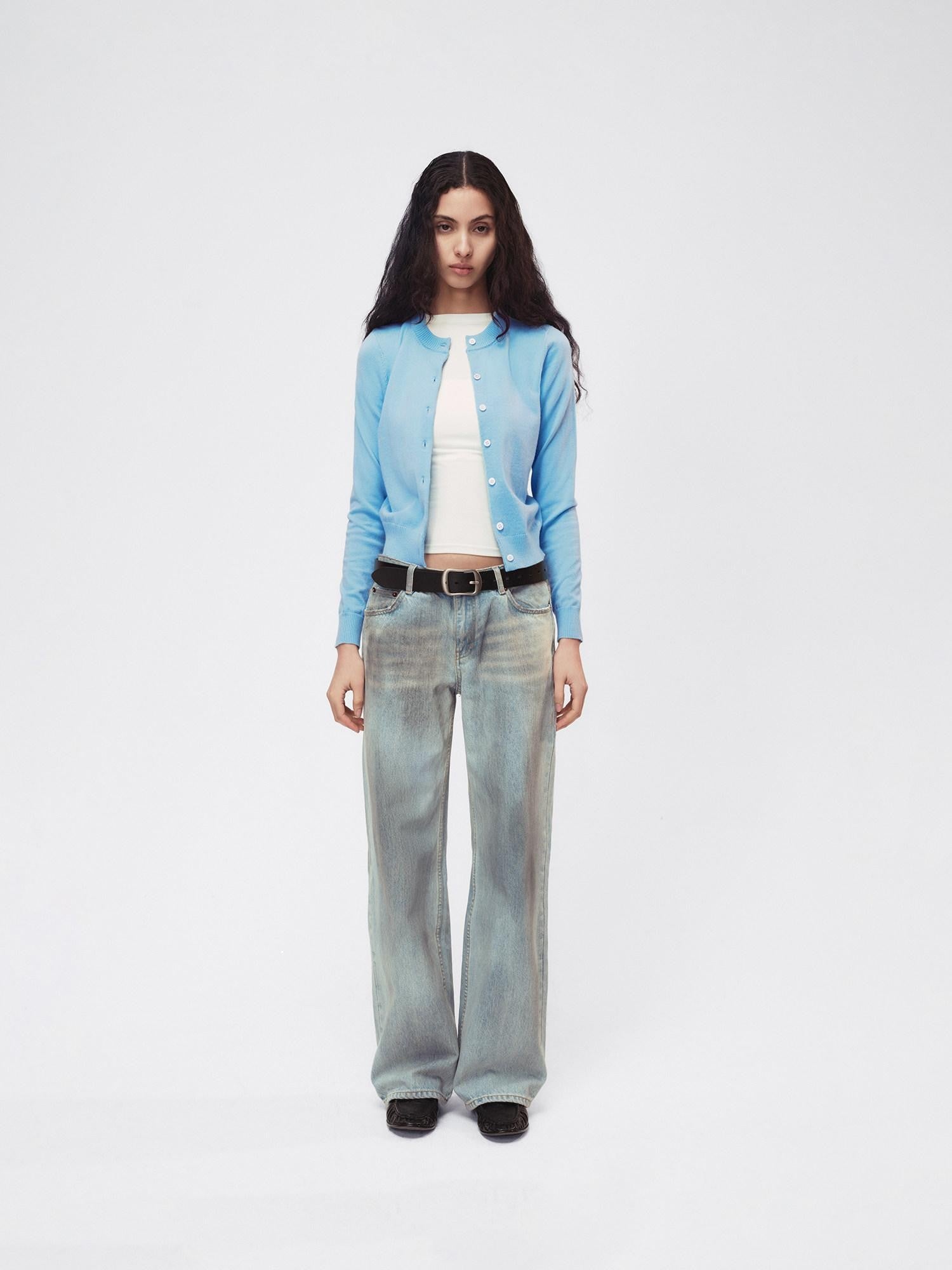 Northbutsouth Two Tone Colorblock Lightweight Mother Of Pearl Button Women&