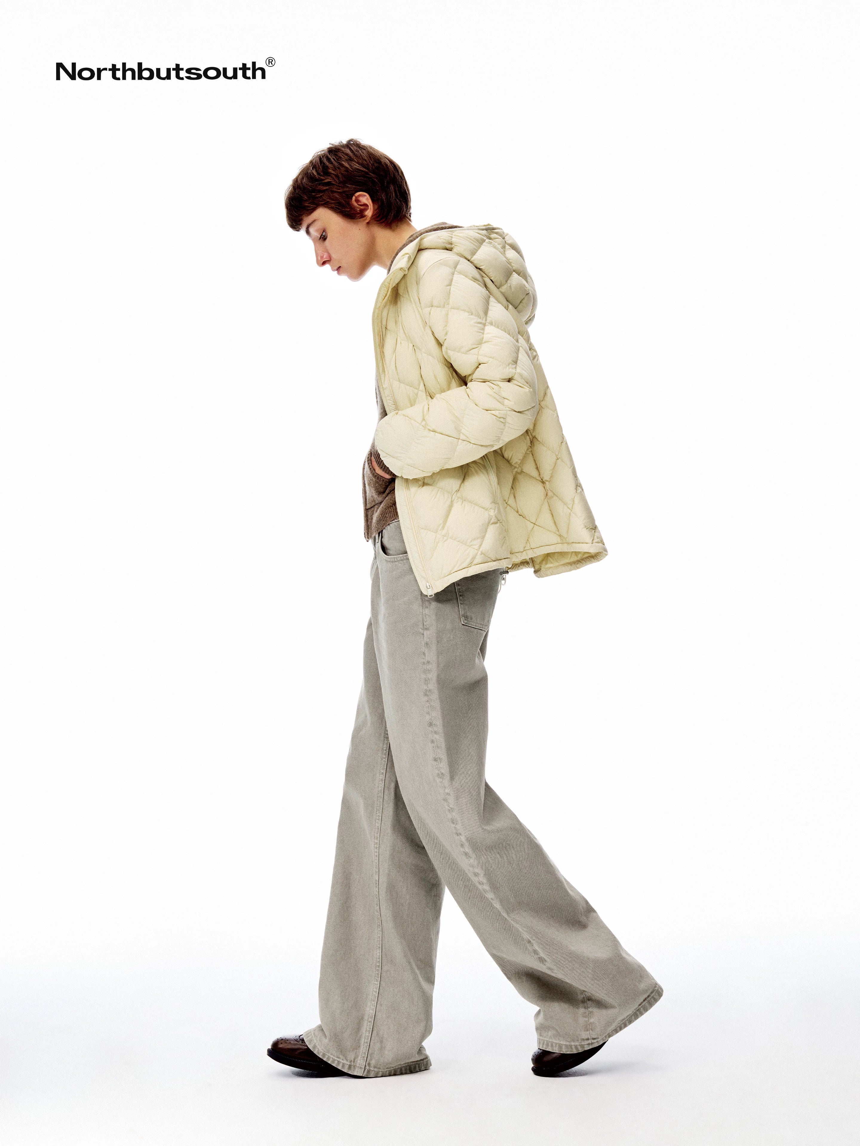 Northbutsouth Two Tone Quilted Diamond Hooded Detachable Fur Women&