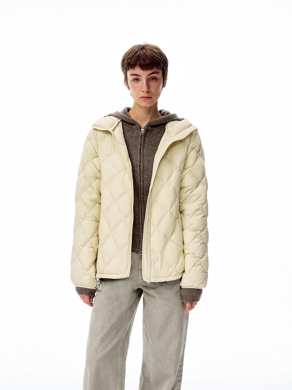 Northbutsouth Two Tone Quilted Diamond Hooded Detachable Fur Women&
