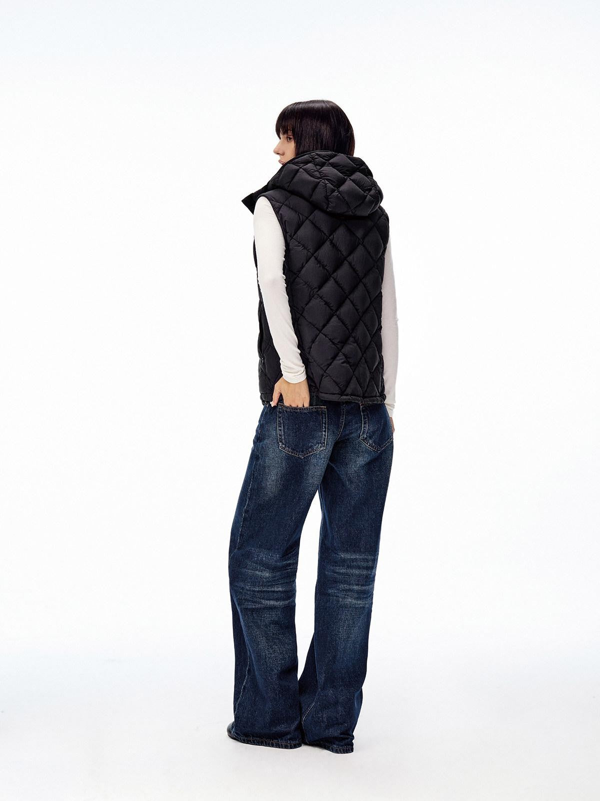 Northbutsouth Two Tone Quilted Diamond Hooded Detachable Fur Women&