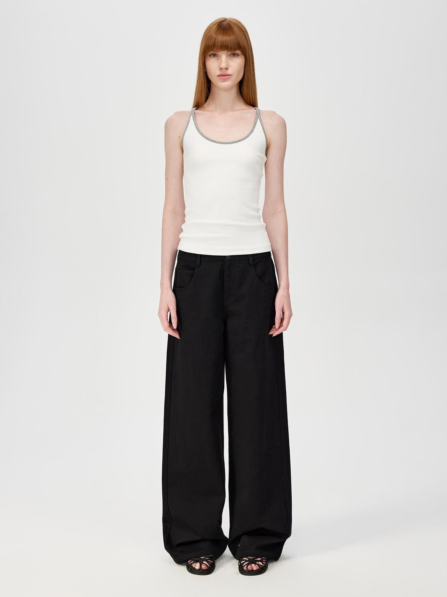 Northbutsouth U Neck Color Block Slim Fit Strap Tank Top