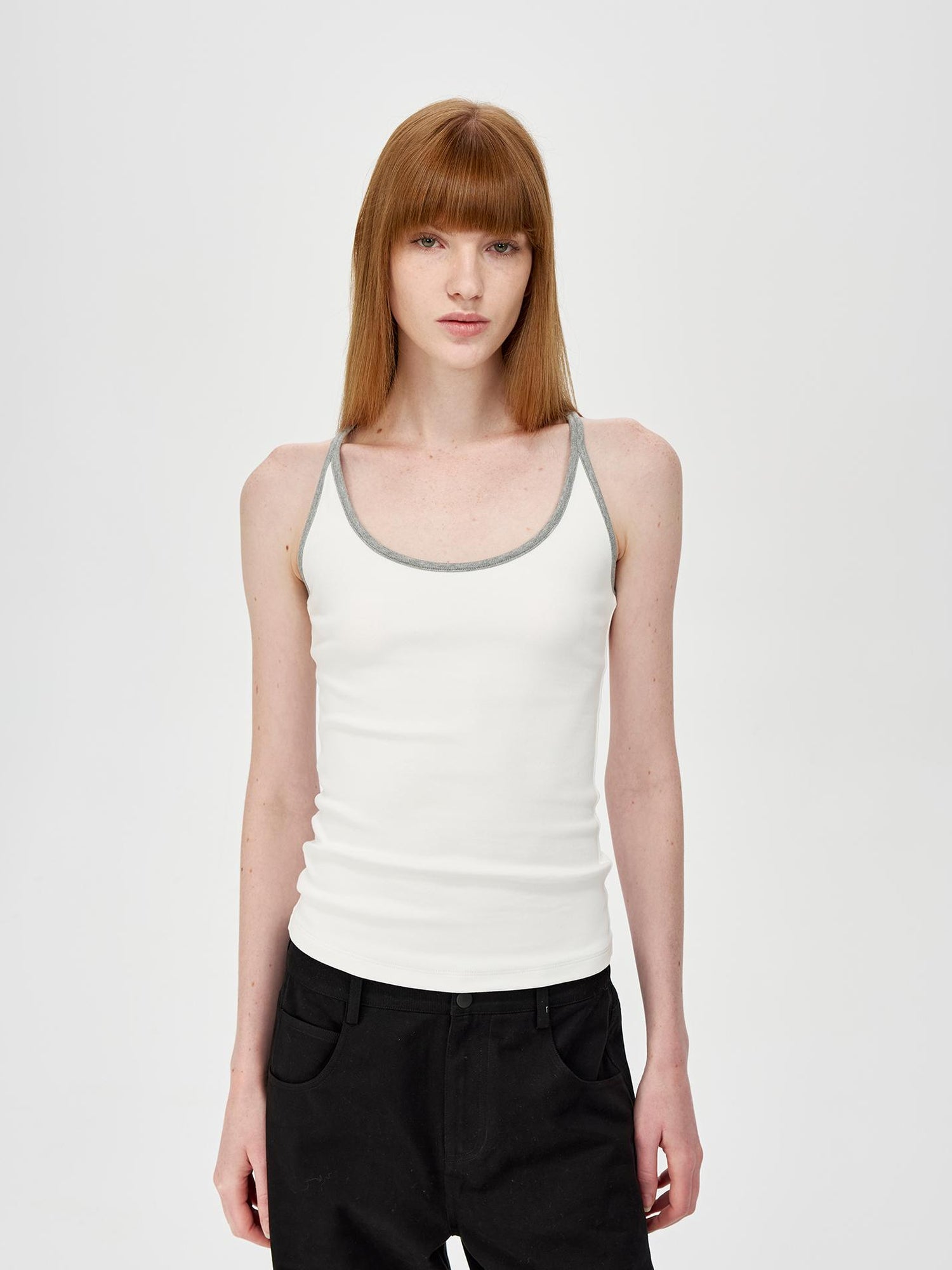 Northbutsouth U Neck Color Block Slim Fit Strap Tank Top