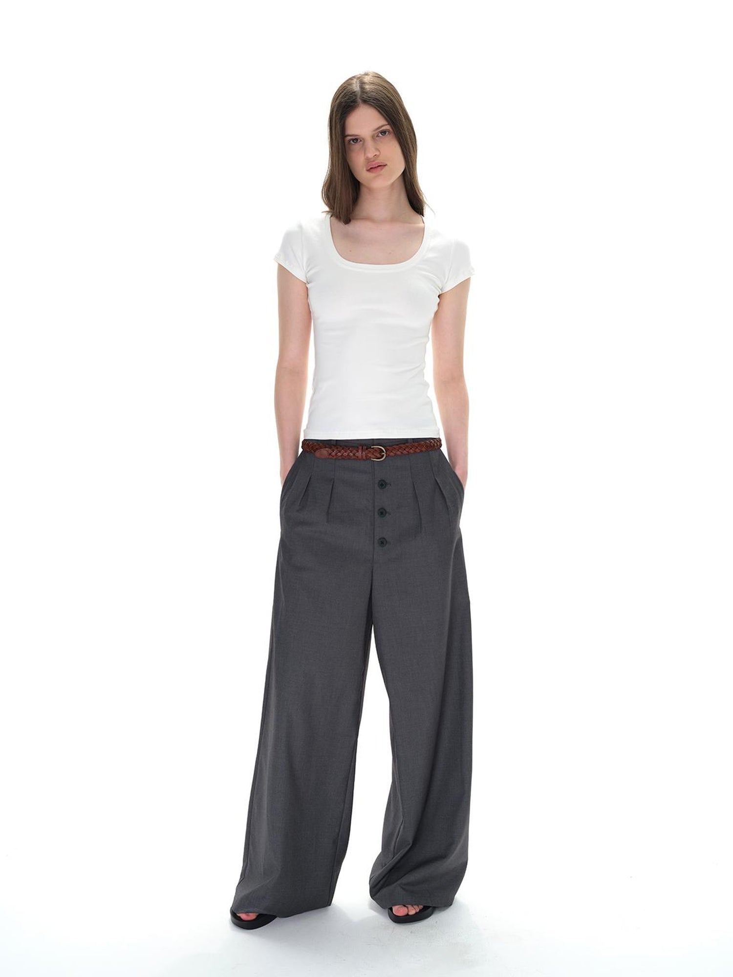 Northbutsouth U Neck Elastic Slim Fit Tee