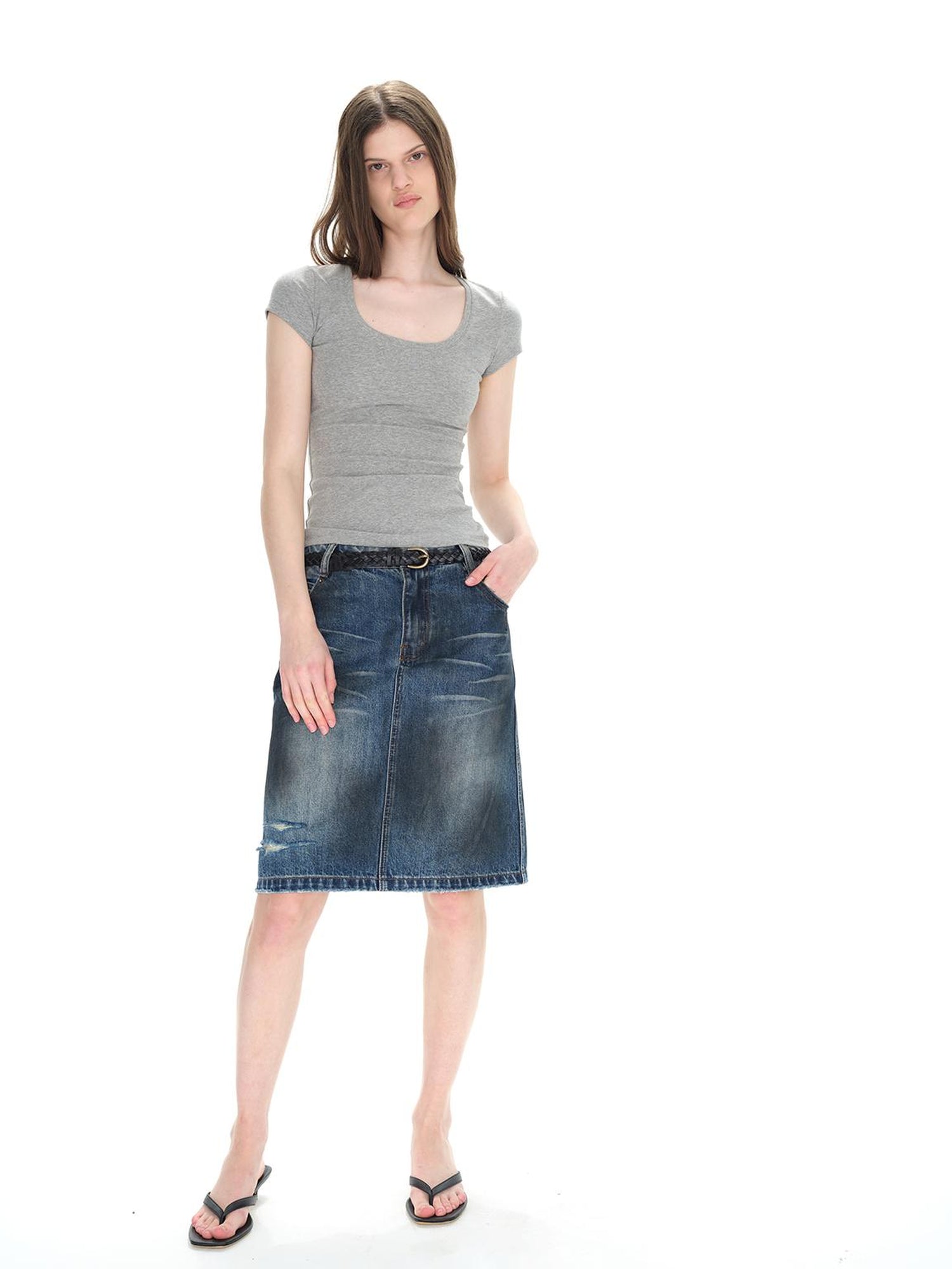 Northbutsouth U Neck Elastic Slim Fit Tee