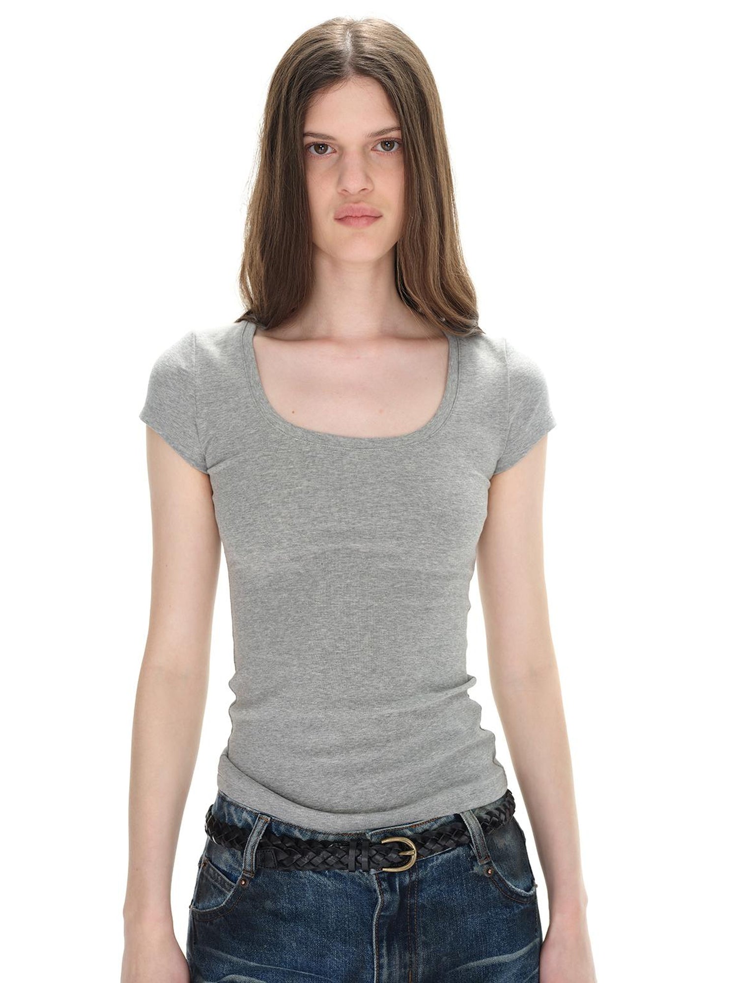 Northbutsouth U Neck Elastic Slim Fit Tee