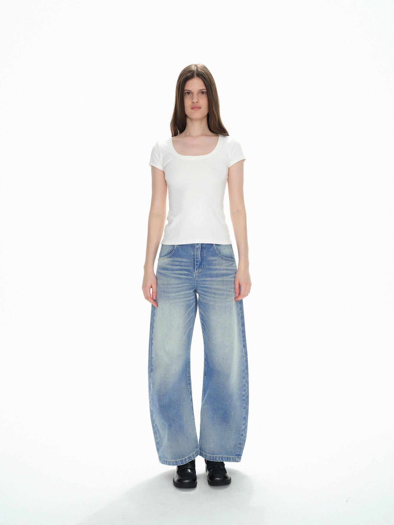 Northbutsouth U Neck Elastic Slim Fit Tee