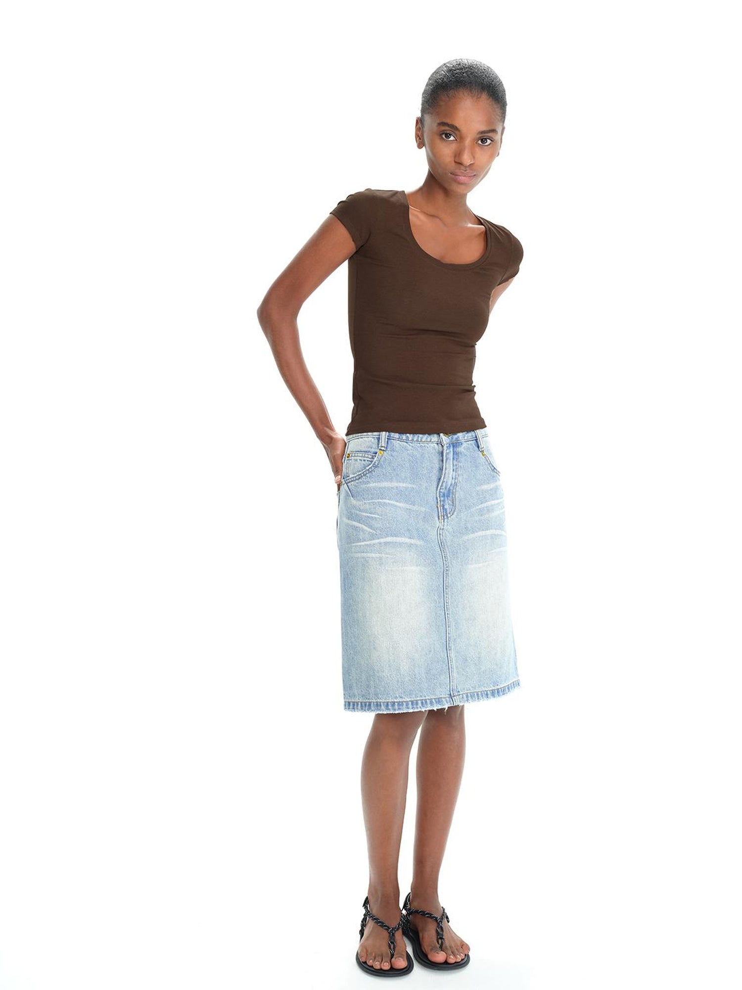 Northbutsouth U Neck Elastic Slim Fit Tee