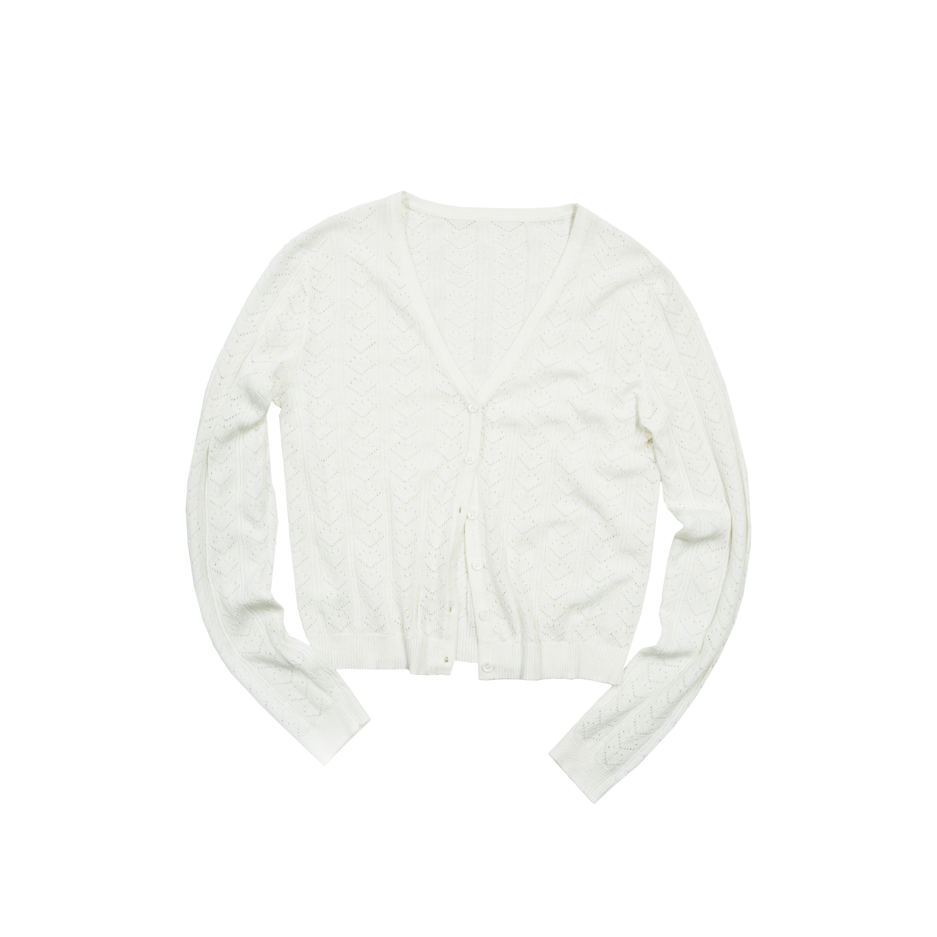 Northbutsouth V-Neck Crochet Mesh Slim Fit Cotton Blend Cardigan MISSTT