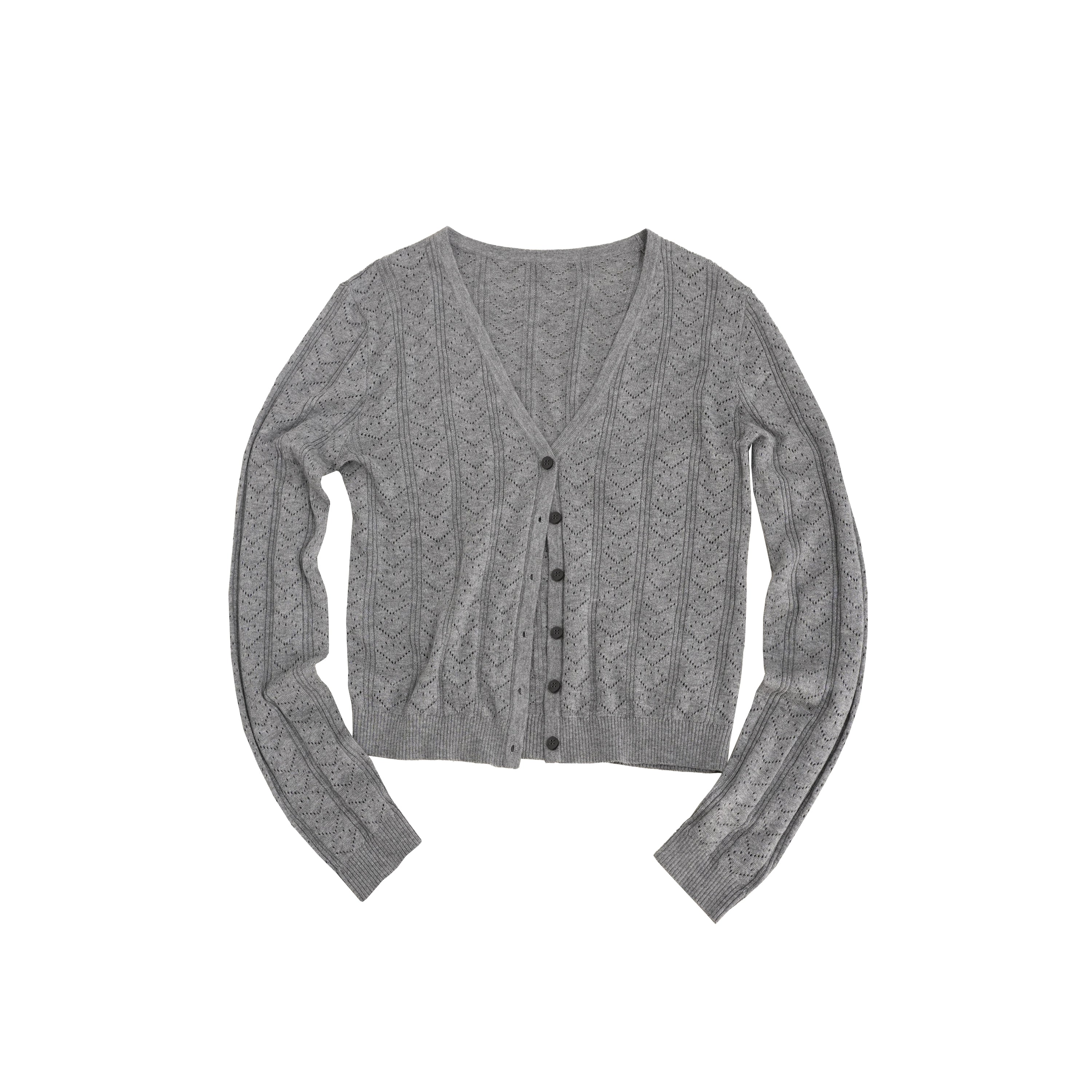 Northbutsouth V-Neck Crochet Mesh Slim Fit Cotton Blend Cardigan MISSTT