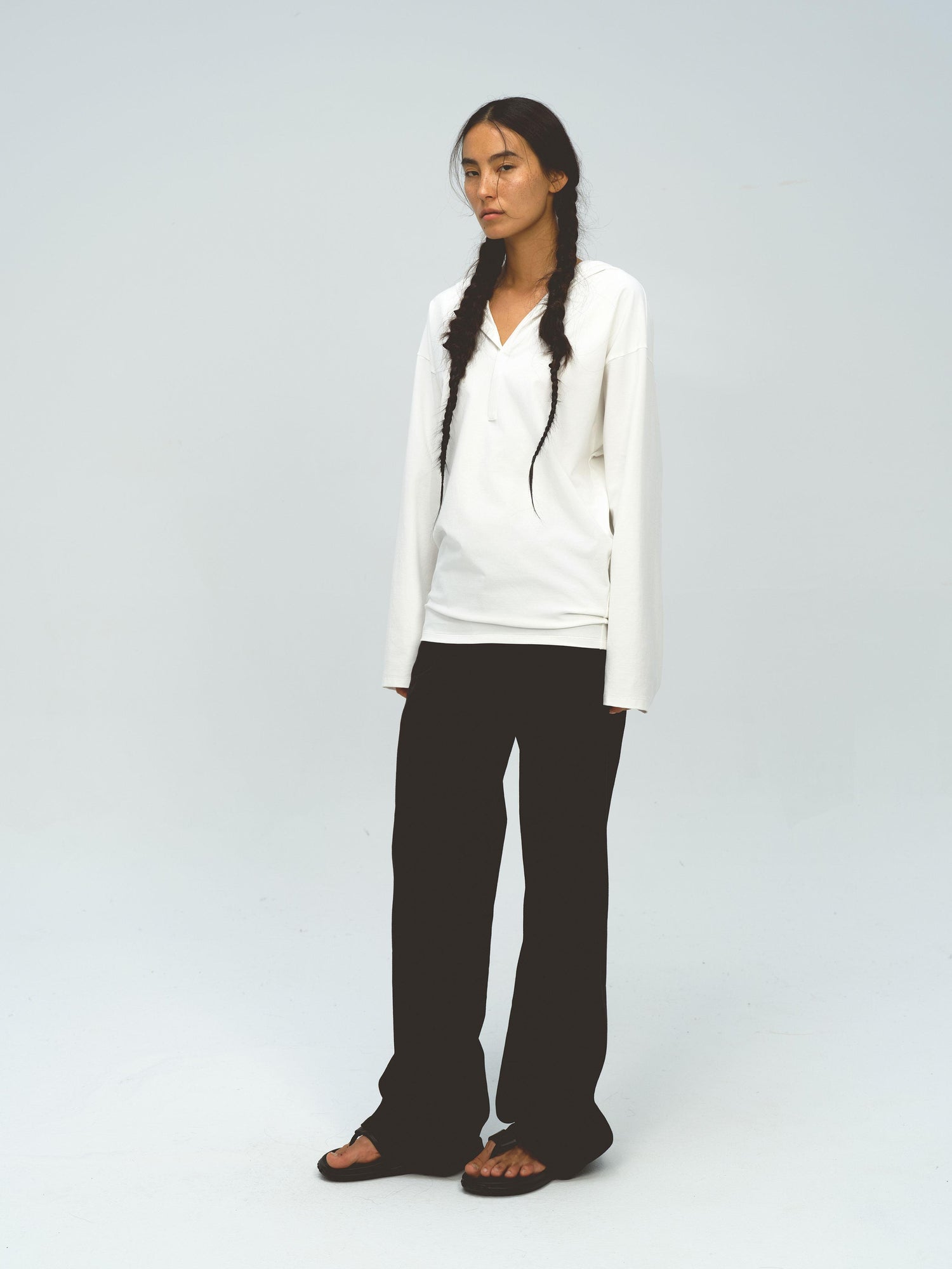 Northbutsouth V-Neck Hooded Loose Knit Top