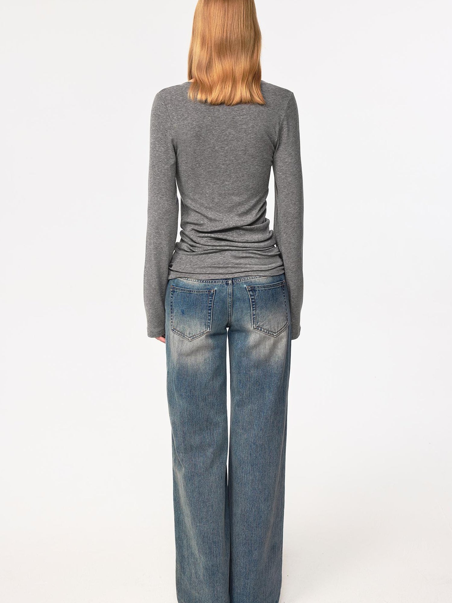 Northbutsouth V-Neck Tencel Wool Slim-Fit Long Sleeve Stacked Tee