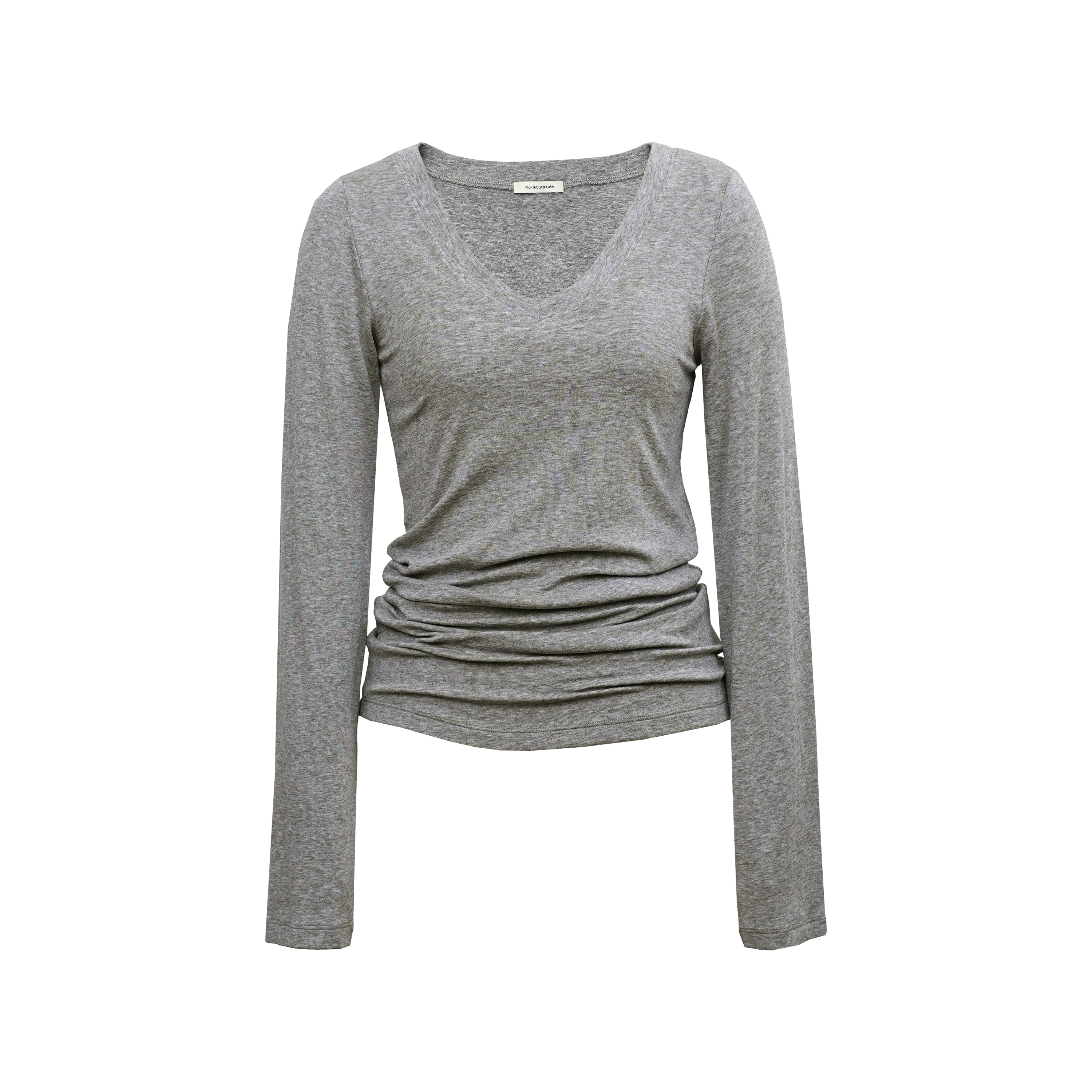 Northbutsouth V-Neck Tencel Wool Slim-Fit Long Sleeve Stacked Tee MISSTT