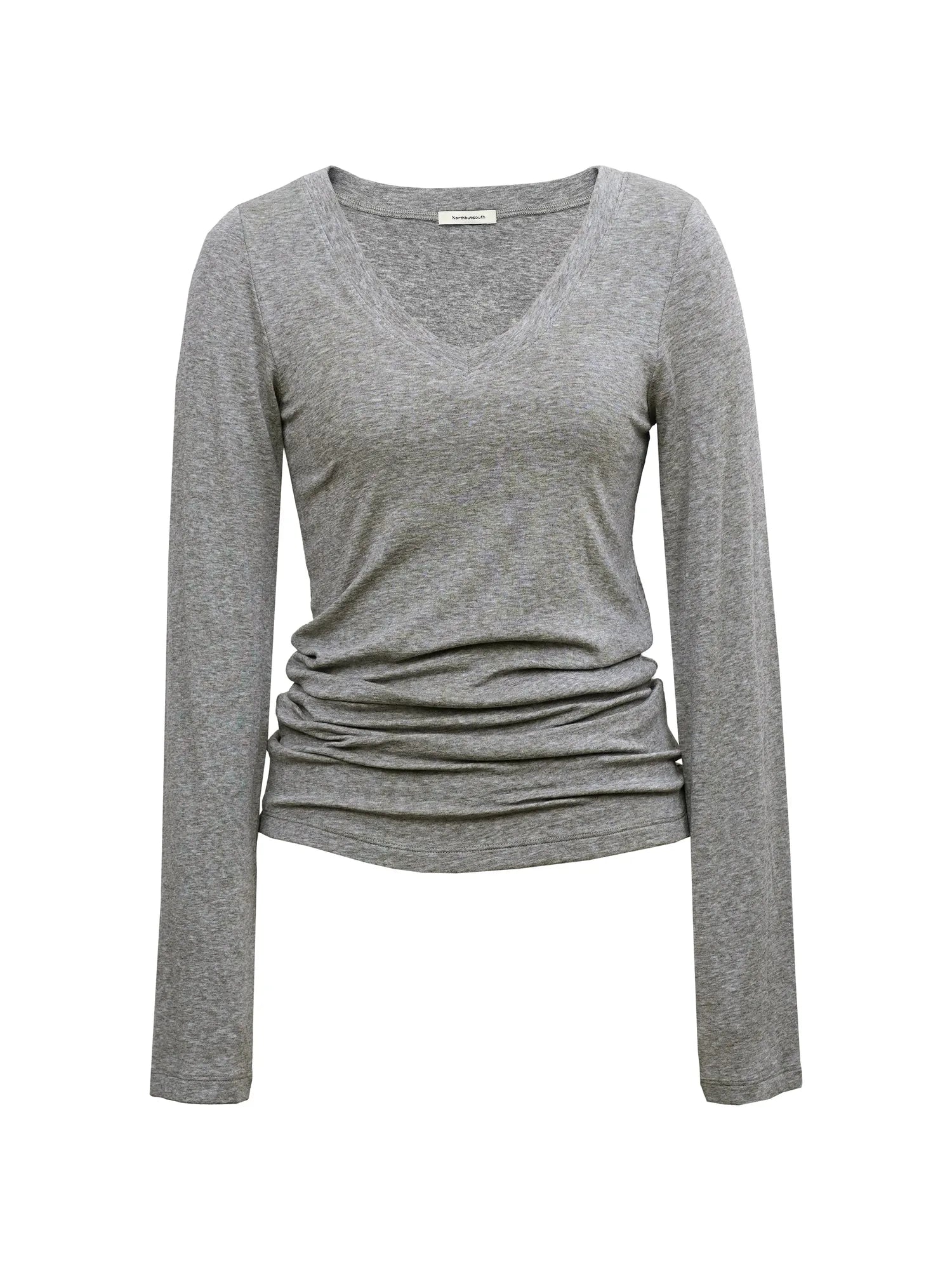 V-Neck Tencel Wool Slim-Fit Long Sleeve Stacked Tee