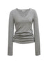 V-Neck Tencel Wool Slim-Fit Long Sleeve Stacked Tee