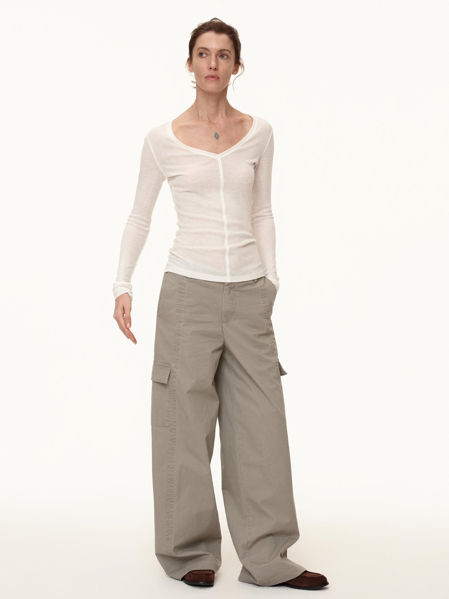 Northbutsouth V-Neck Tencel Wool Stretch Long Sleeve Base Layer