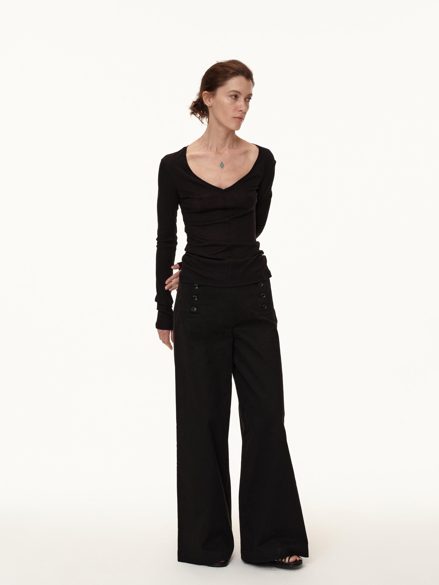 Northbutsouth V-Neck Tencel Wool Stretch Long Sleeve Base Layer