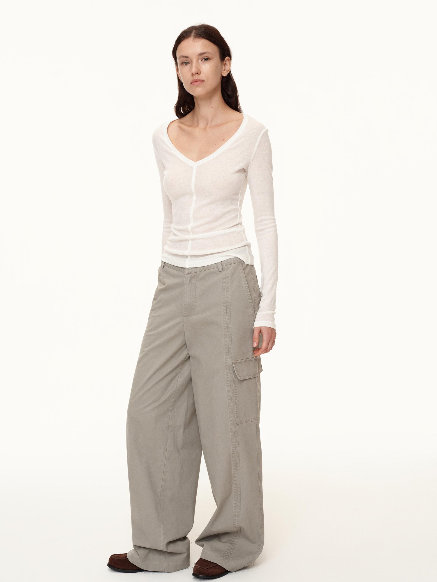 Northbutsouth V-Neck Tencel Wool Stretch Long Sleeve Base Layer