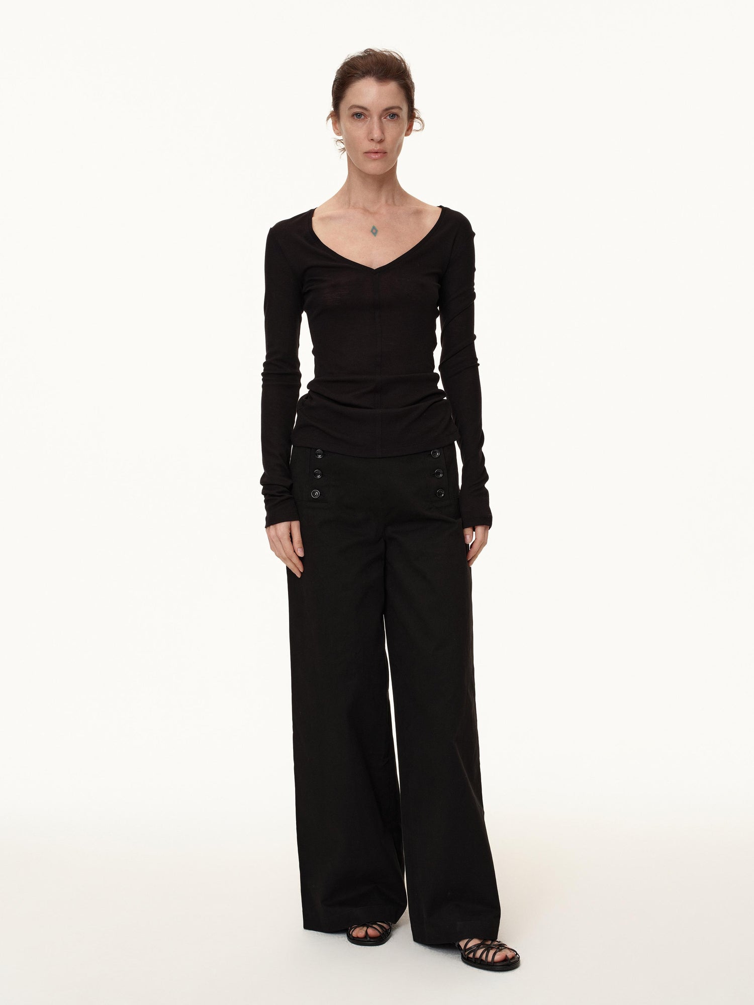 Northbutsouth V-Neck Tencel Wool Stretch Long Sleeve Base Layer